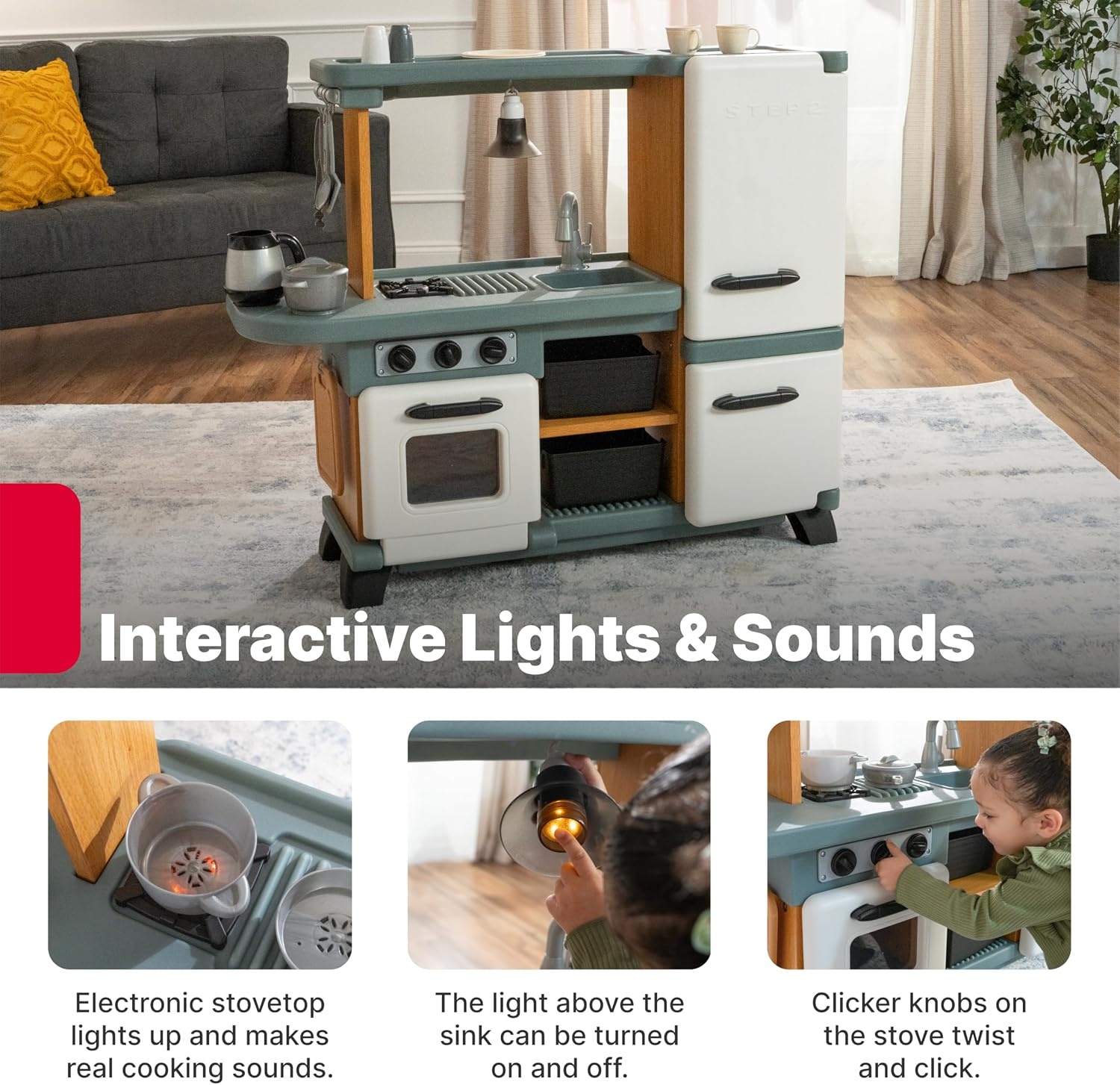 image:imageStep2 Harmony Kids Kitchen Playset Indoor Kitchenette Interactive Play with Lights and Sounds Made of Durable Plastic Includes 25 Piece Toy Accessories for Toddlers 2 Years Old