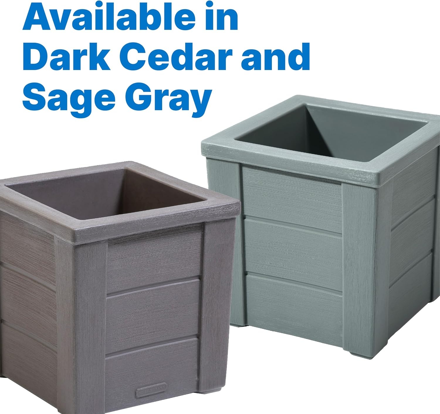 image:imageStep2 Lakewood Square Planter Large Planters for Outdoor Plants Gardening and Flower Pot for Patio or Porch Efficient Drainage Durable Plastic Sage Gray 2PackSage Gray