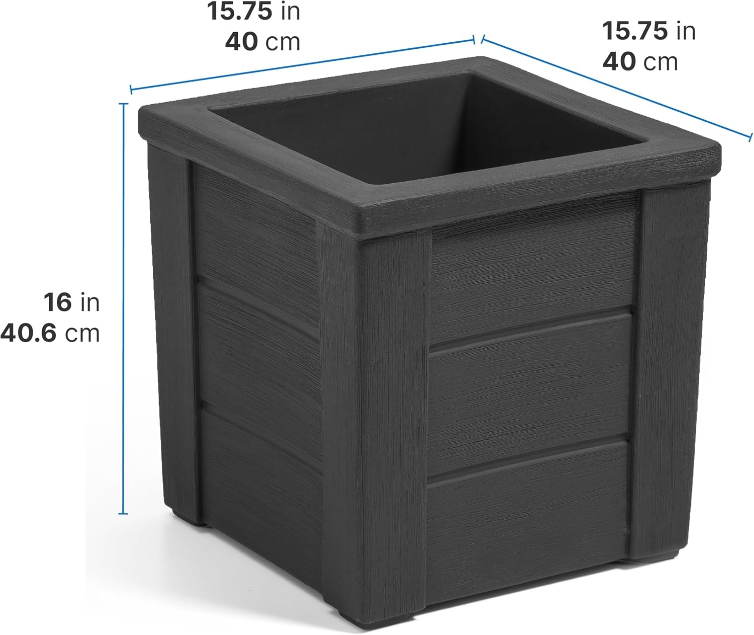 image:imageStep2 Lakewood Square Planter Large Planters for Outdoor Plants Gardening and Flower Pot for Patio or Porch Efficient Drainage Durable Plastic Sage Gray 2PackBlack