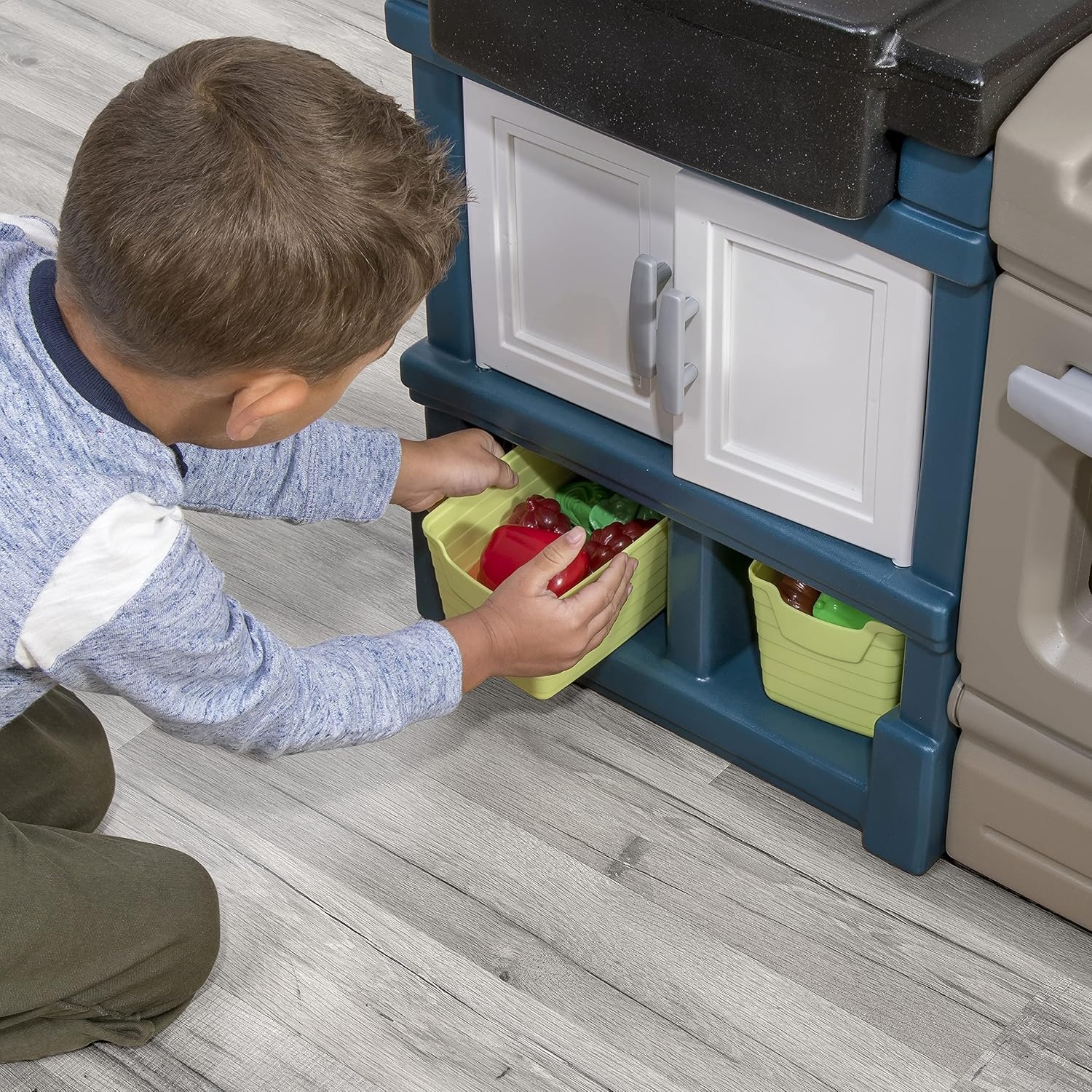 image:imageStep2 Modern Metro Kitchen Set for Kids Includes 30 Toy Kitchen Accessories Interactive Features for Pretend Play IndoorOutdoor Toddler Playset Dimensions 4475 H x 465 W x 135 D
