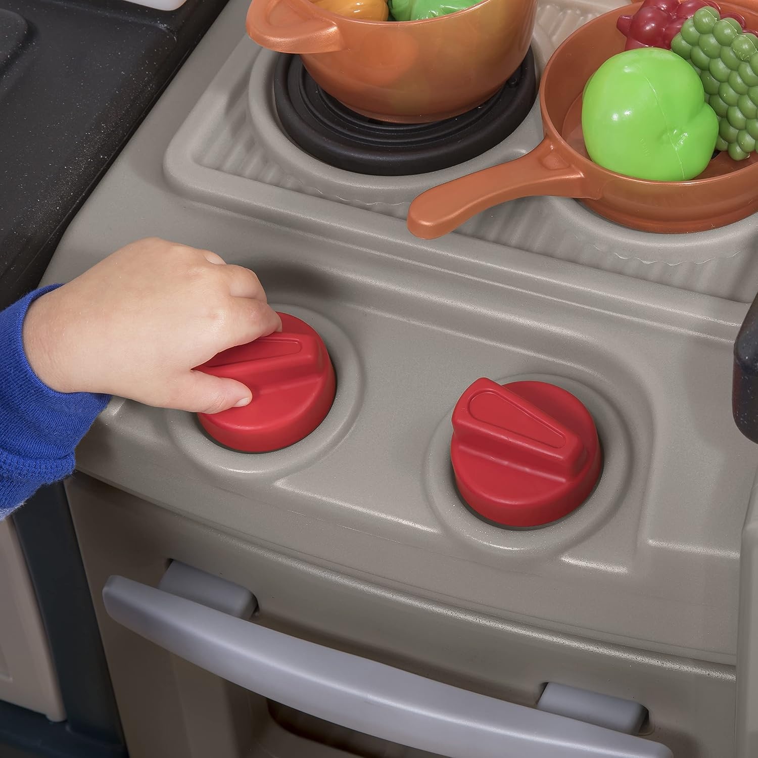 image:imageStep2 Modern Metro Kitchen Set for Kids Includes 30 Toy Kitchen Accessories Interactive Features for Pretend Play IndoorOutdoor Toddler Playset Dimensions 4475 H x 465 W x 135 D
