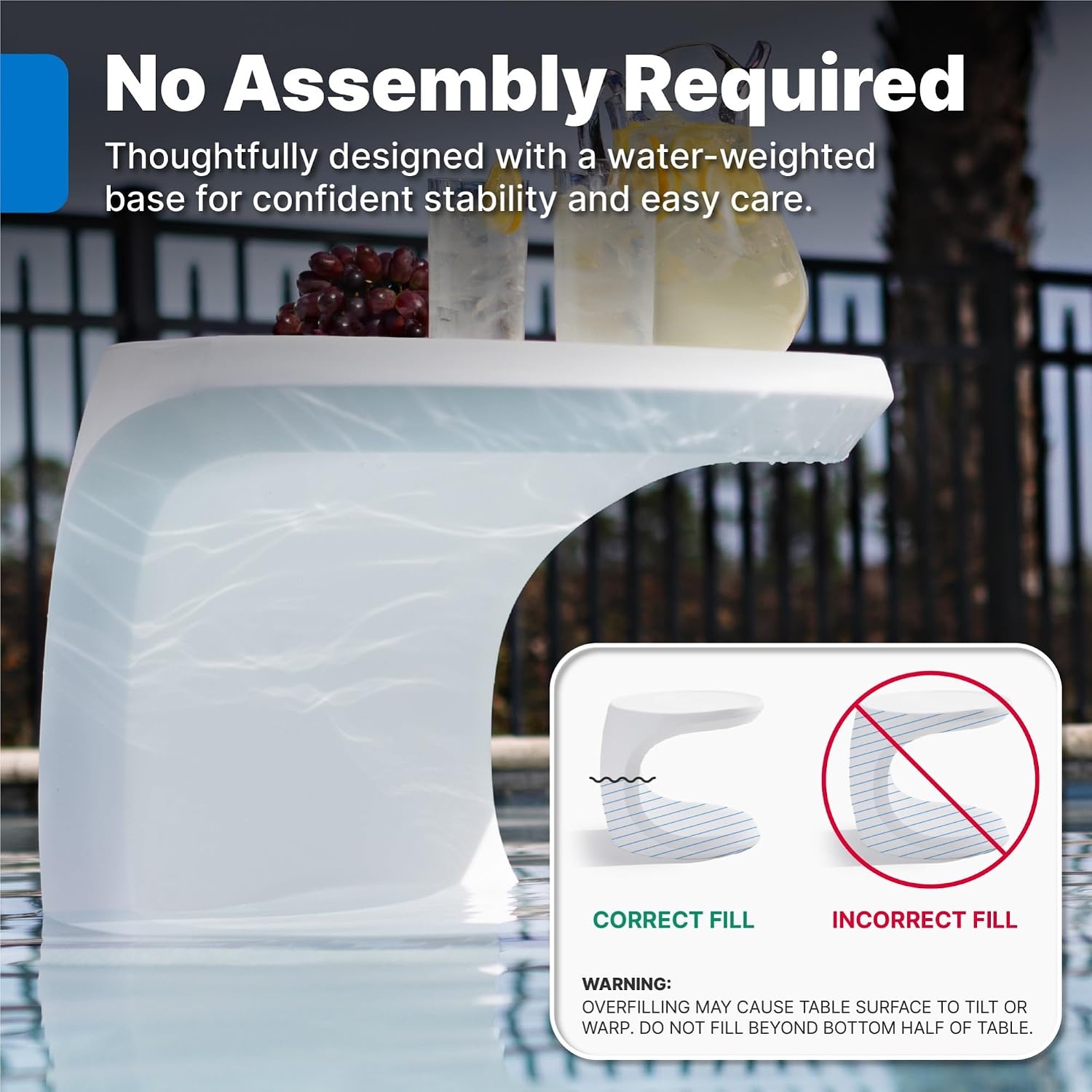 image:imageStep2 Mondello InPool Side Table OutdoorIndoor Waterproof Pool amp Patio Furniture Made of Durable Plastic White