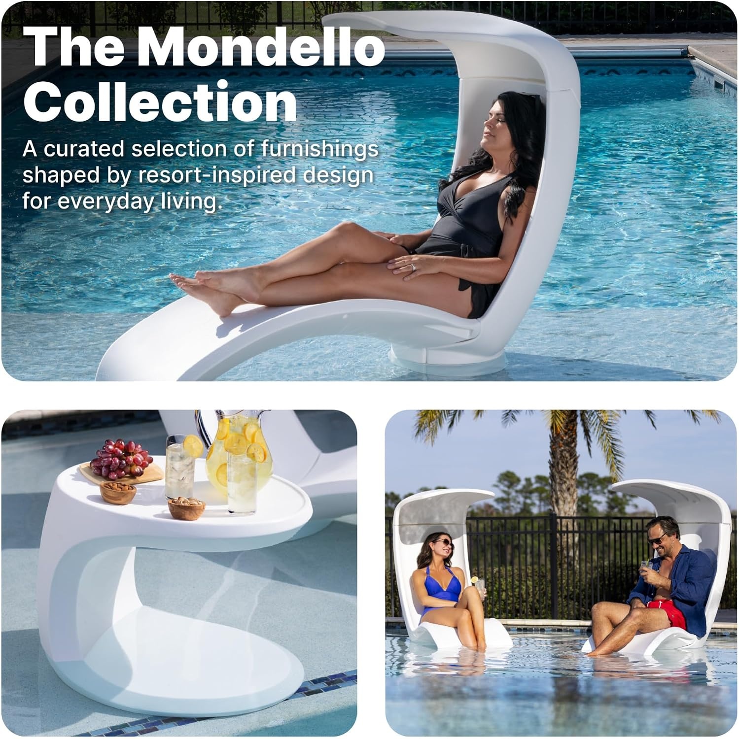 image:imageStep2 Mondello InPool Side Table OutdoorIndoor Waterproof Pool amp Patio Furniture Made of Durable Plastic White