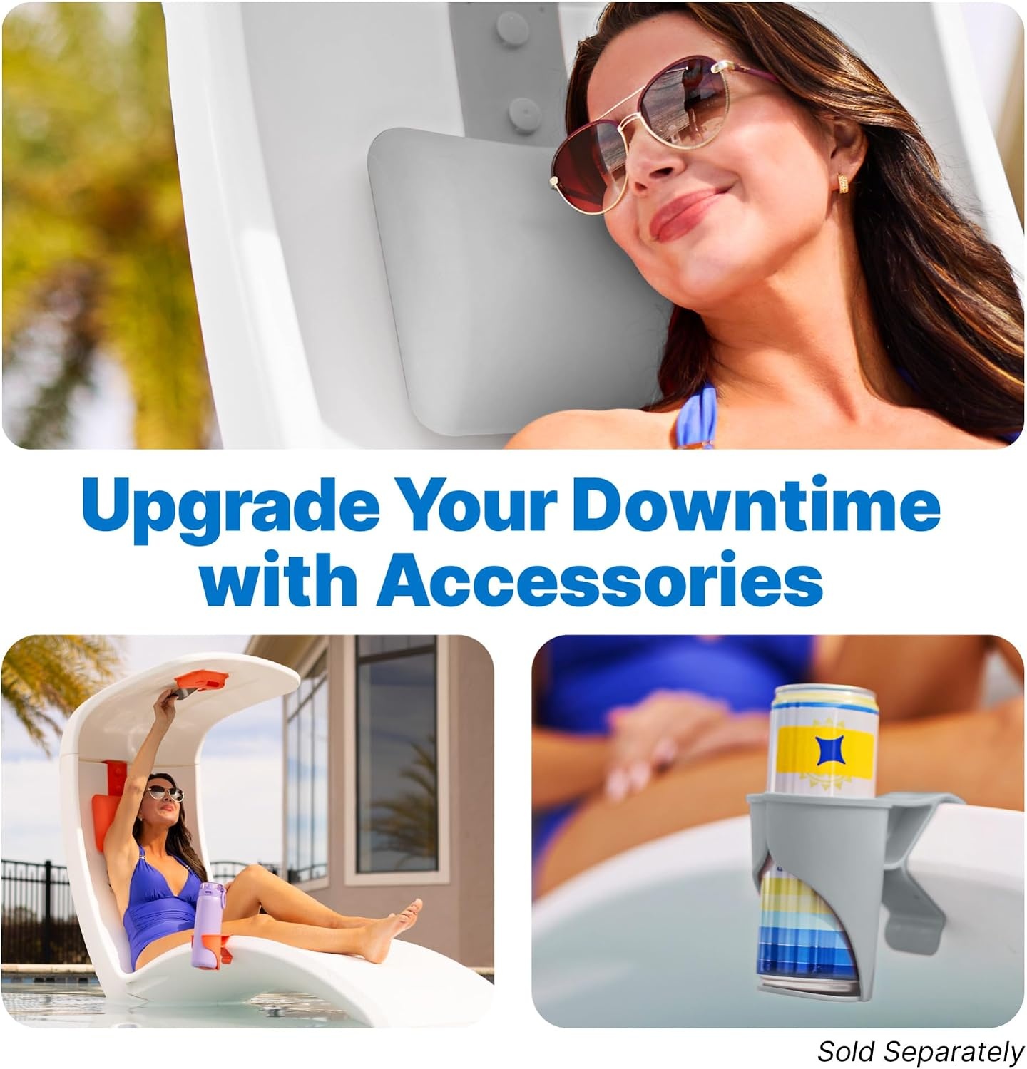 image:imageStep2 Mondello Lounger with Removable Shade Stylish Poolside Lounger FadeResistant Waterproof Patio Furniture for Sun Shelf Use in Pools up to 15Inches of Water Weighted WhiteLounger
