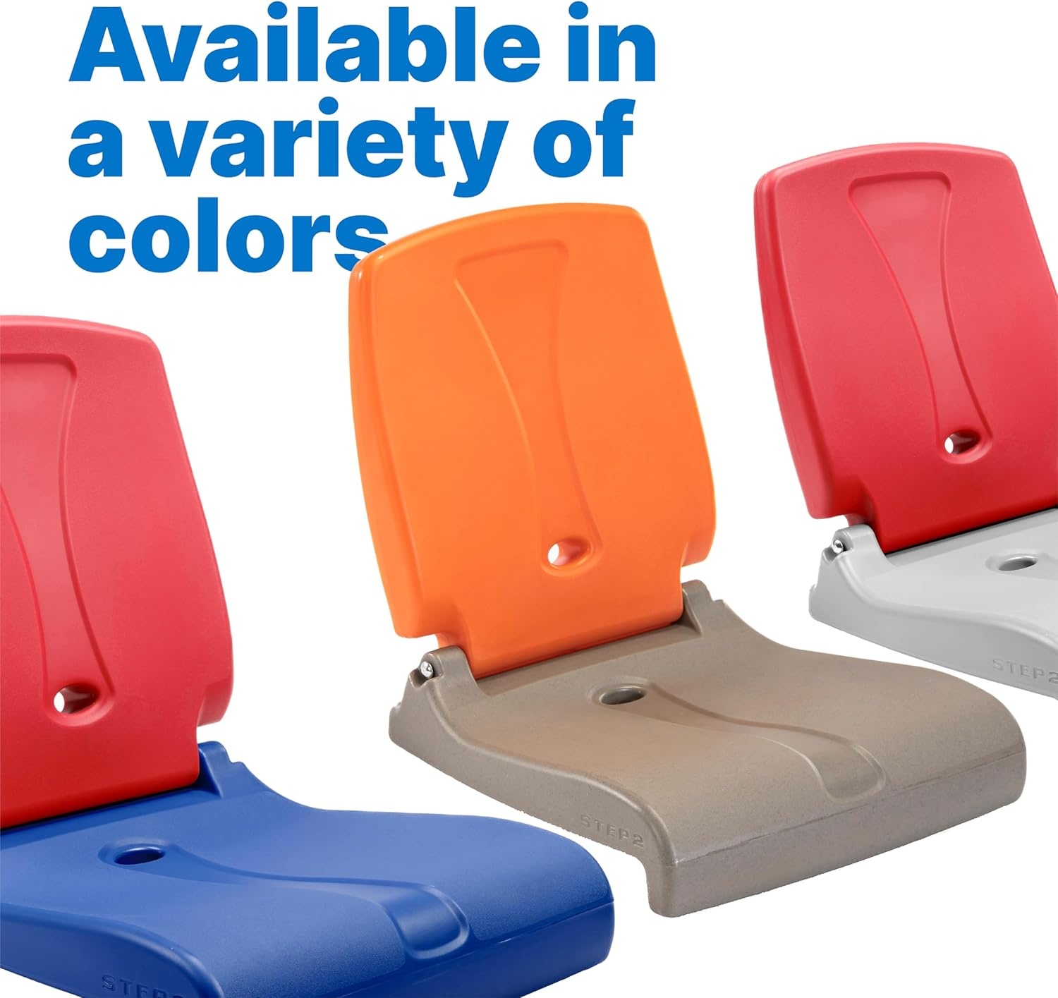 image:imageStep2 Seashell Flip Seat 2 Pack Adult Portable Outdoor Chairs for Poolside Camping Beach Stadium Providing Back Support Made of UV20 Durable Plastic Incredible WhiteRed Blue