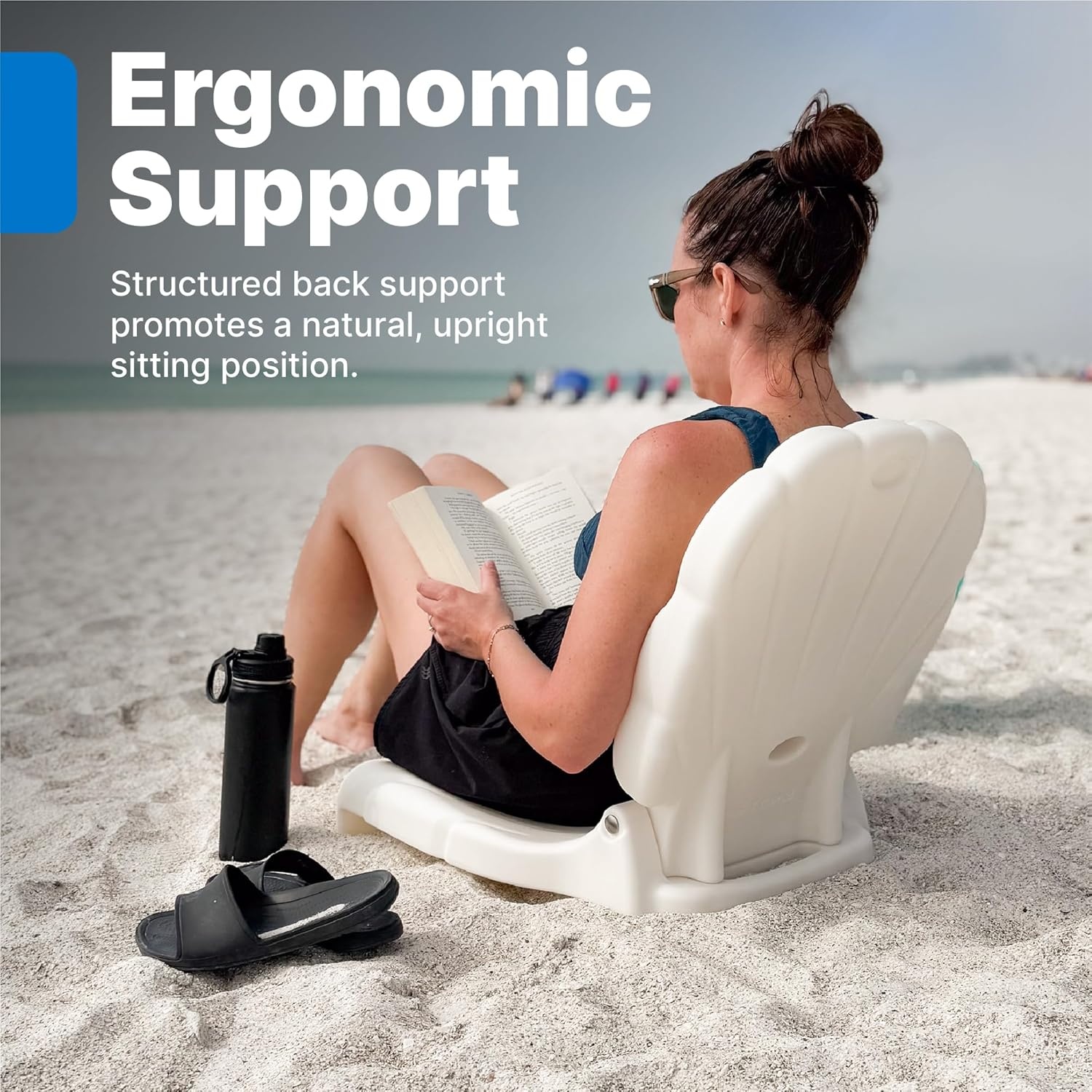 image:imageStep2 Seashell Flip Seat 2 Pack Adult Portable Outdoor Chairs for Poolside Camping Beach Stadium Providing Back Support Made of UV20 Durable Plastic Incredible WhiteWhite