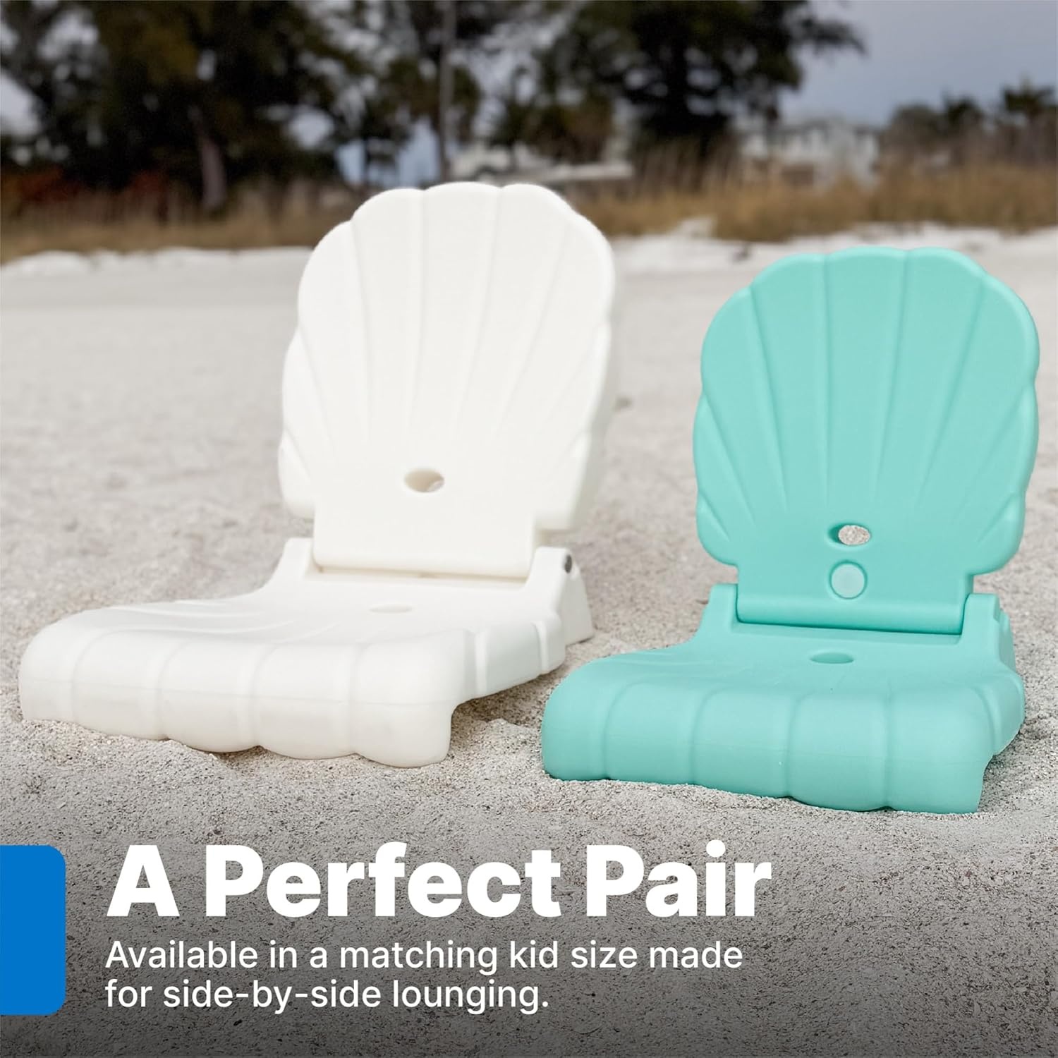 image:imageStep2 Seashell Flip Seat 2 Pack Adult Portable Outdoor Chairs for Poolside Camping Beach Stadium Providing Back Support Made of UV20 Durable Plastic Incredible WhiteWhite