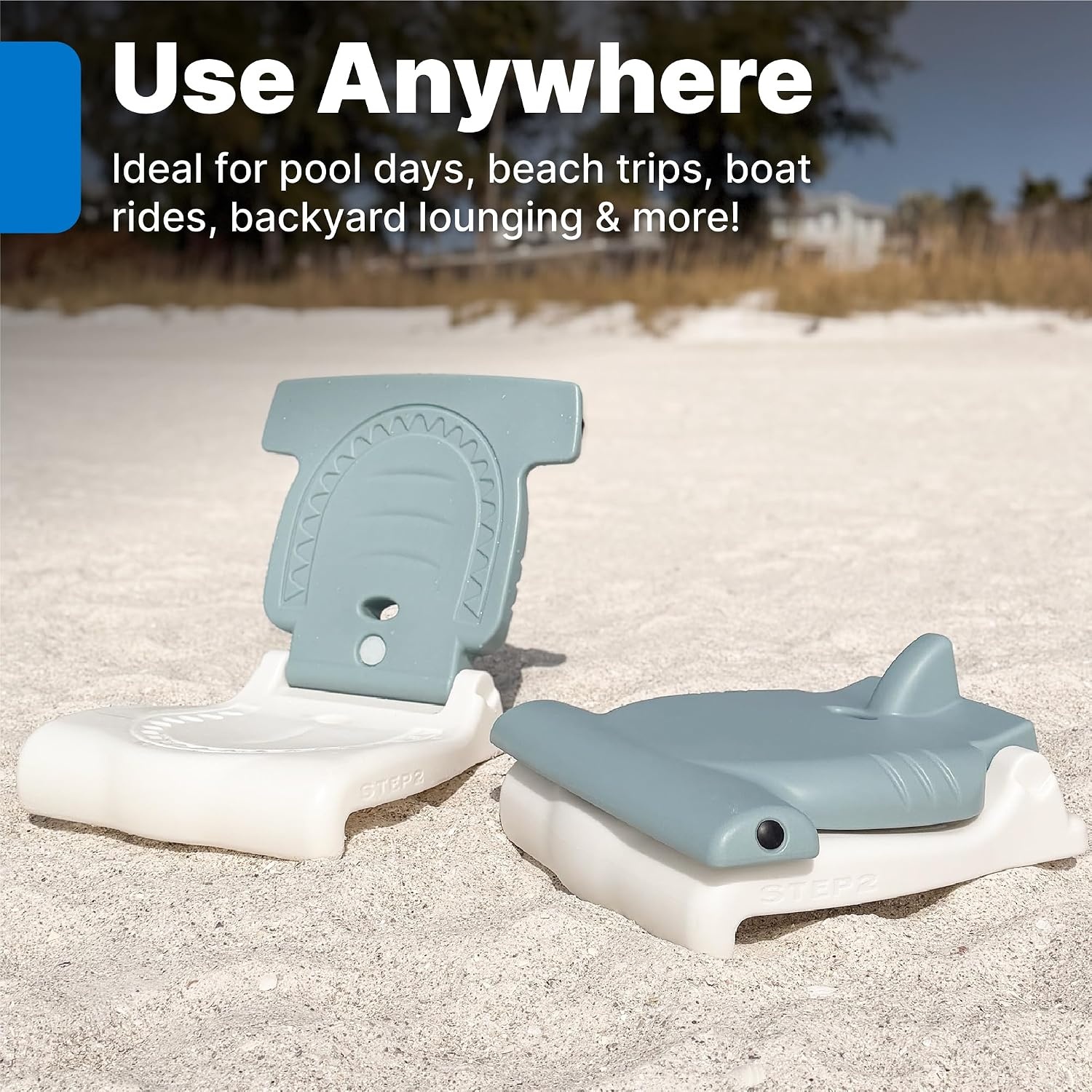 image:imageStep2 Seashell Flip Seat 2 Pack Adult Portable Outdoor Chairs for Poolside Camping Beach Stadium Providing Back Support Made of UV20 Durable Plastic Incredible WhiteAqua