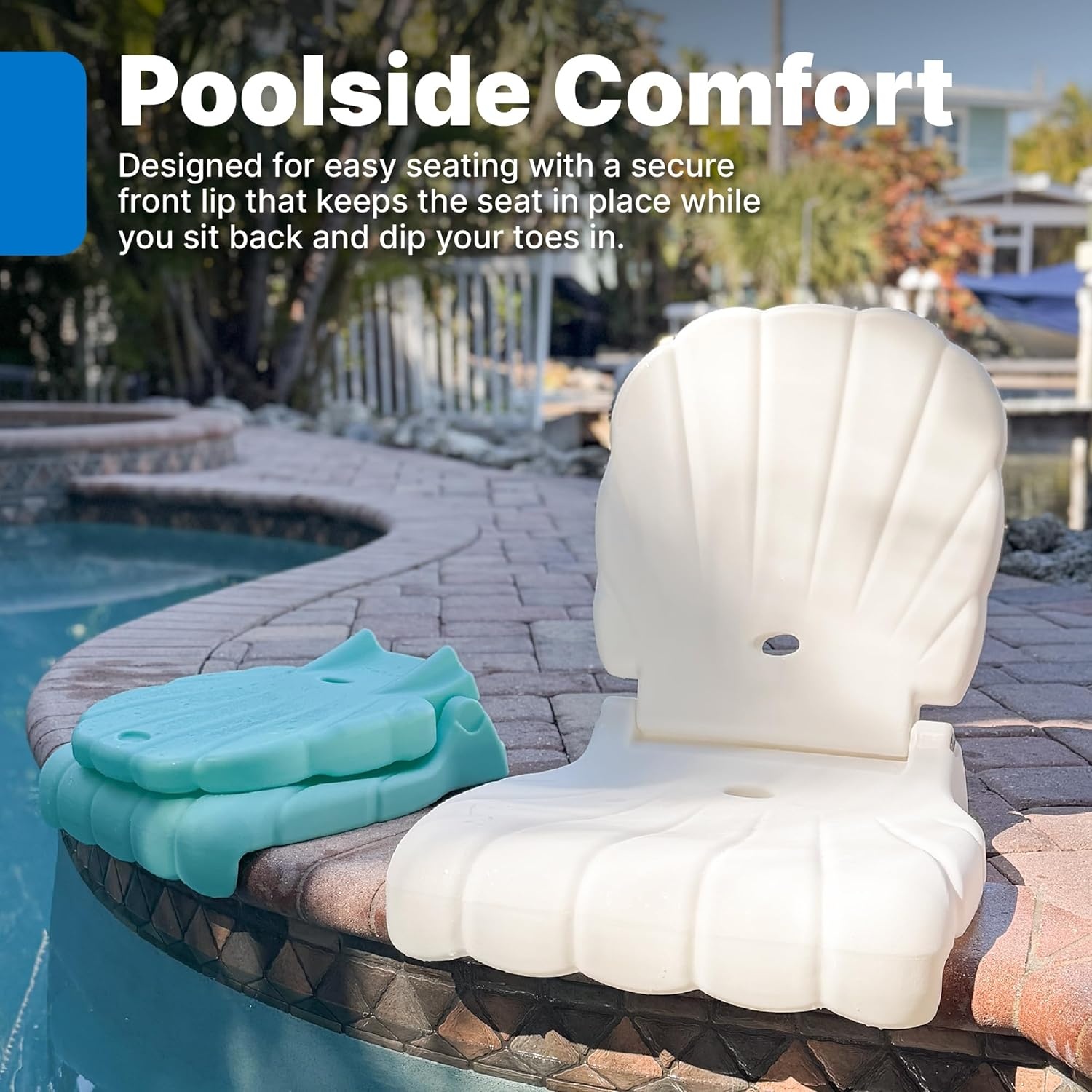 image:imageStep2 Seashell Flip Seat 2 Pack Adult Portable Outdoor Chairs for Poolside Camping Beach Stadium Providing Back Support Made of UV20 Durable Plastic Incredible WhiteWhite