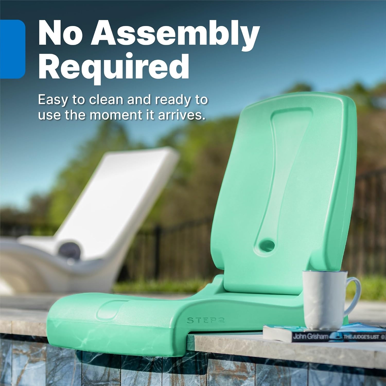 image:imageStep2 Seashell Flip Seat 2 Pack Adult Portable Outdoor Chairs for Poolside Camping Beach Stadium Providing Back Support Made of UV20 Durable Plastic Incredible WhiteCapri