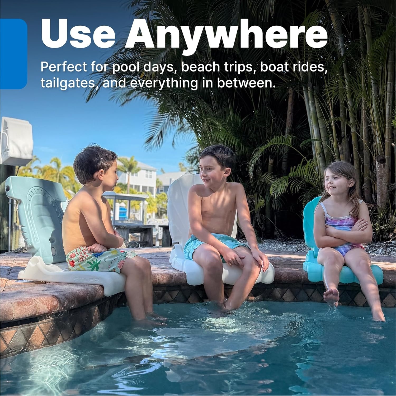 image:imageStep2 Seashell Flip Seat 2 Pack Adult Portable Outdoor Chairs for Poolside Camping Beach Stadium Providing Back Support Made of UV20 Durable Plastic Incredible WhiteWhite