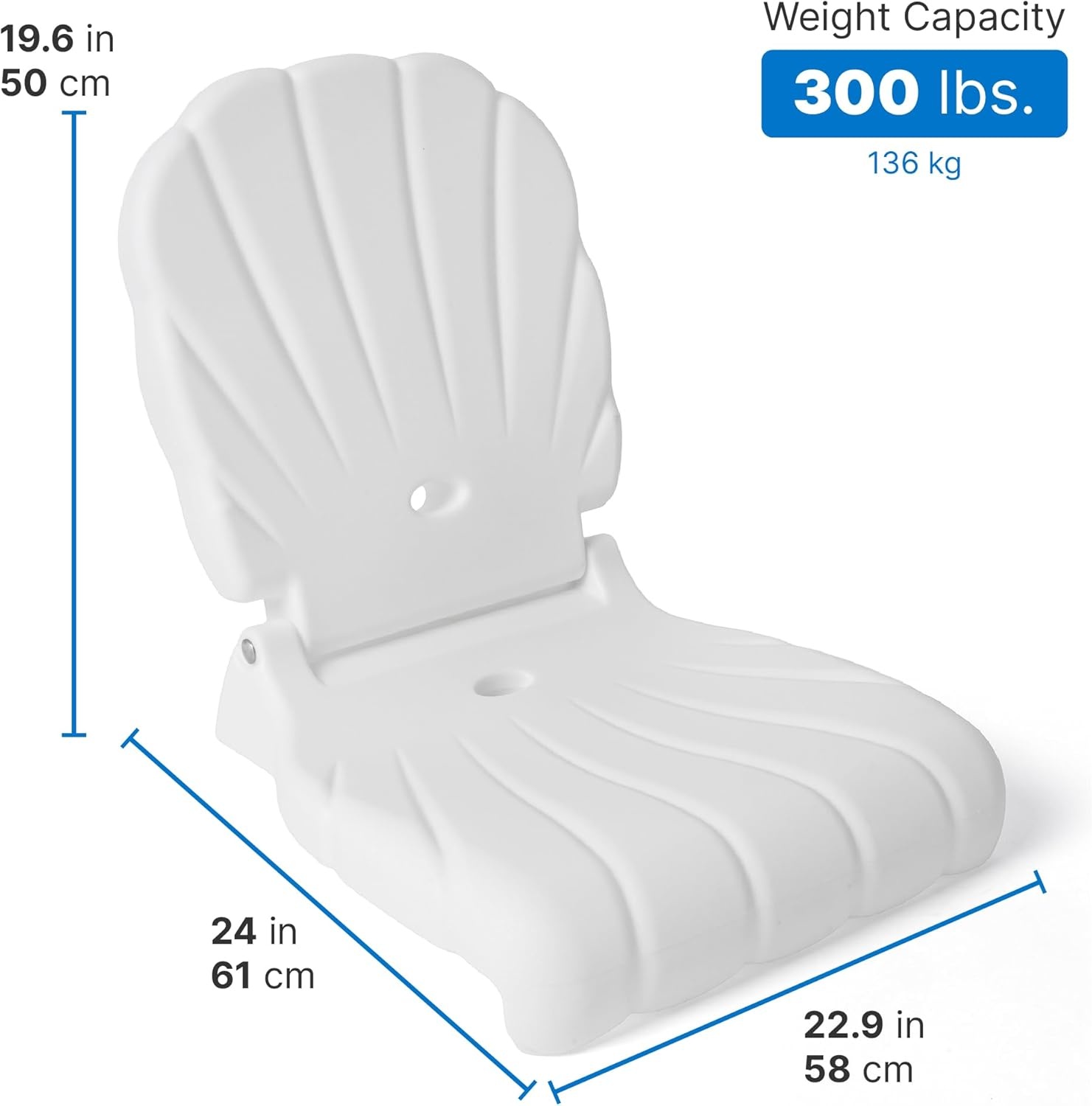 image:imageStep2 Seashell Flip Seat 2 Pack Adult Portable Outdoor Chairs for Poolside Camping Beach Stadium Providing Back Support Made of UV20 Durable Plastic Incredible WhiteWhite