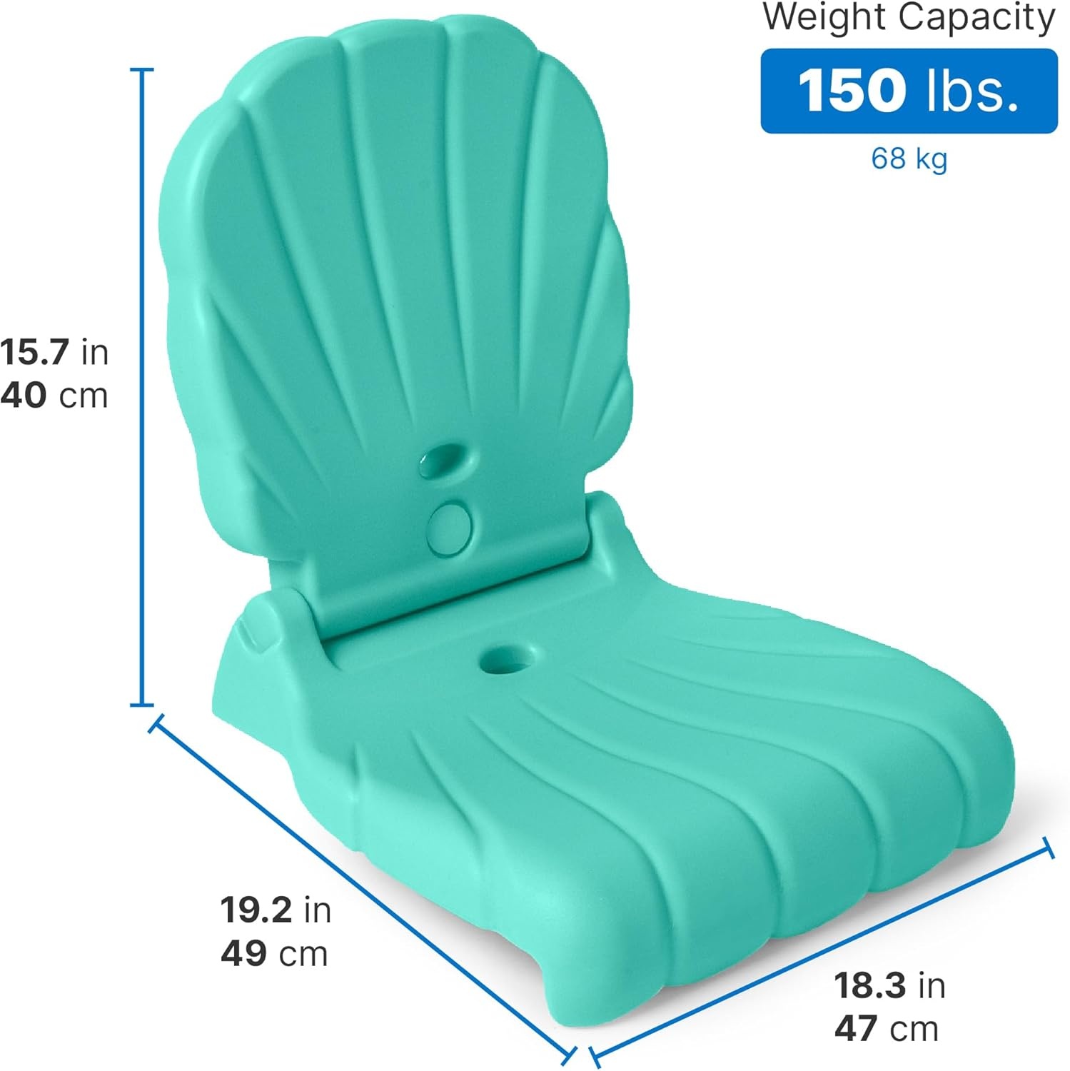 image:imageStep2 Seashell Flip Seat 2 Pack Adult Portable Outdoor Chairs for Poolside Camping Beach Stadium Providing Back Support Made of UV20 Durable Plastic Incredible WhiteMint