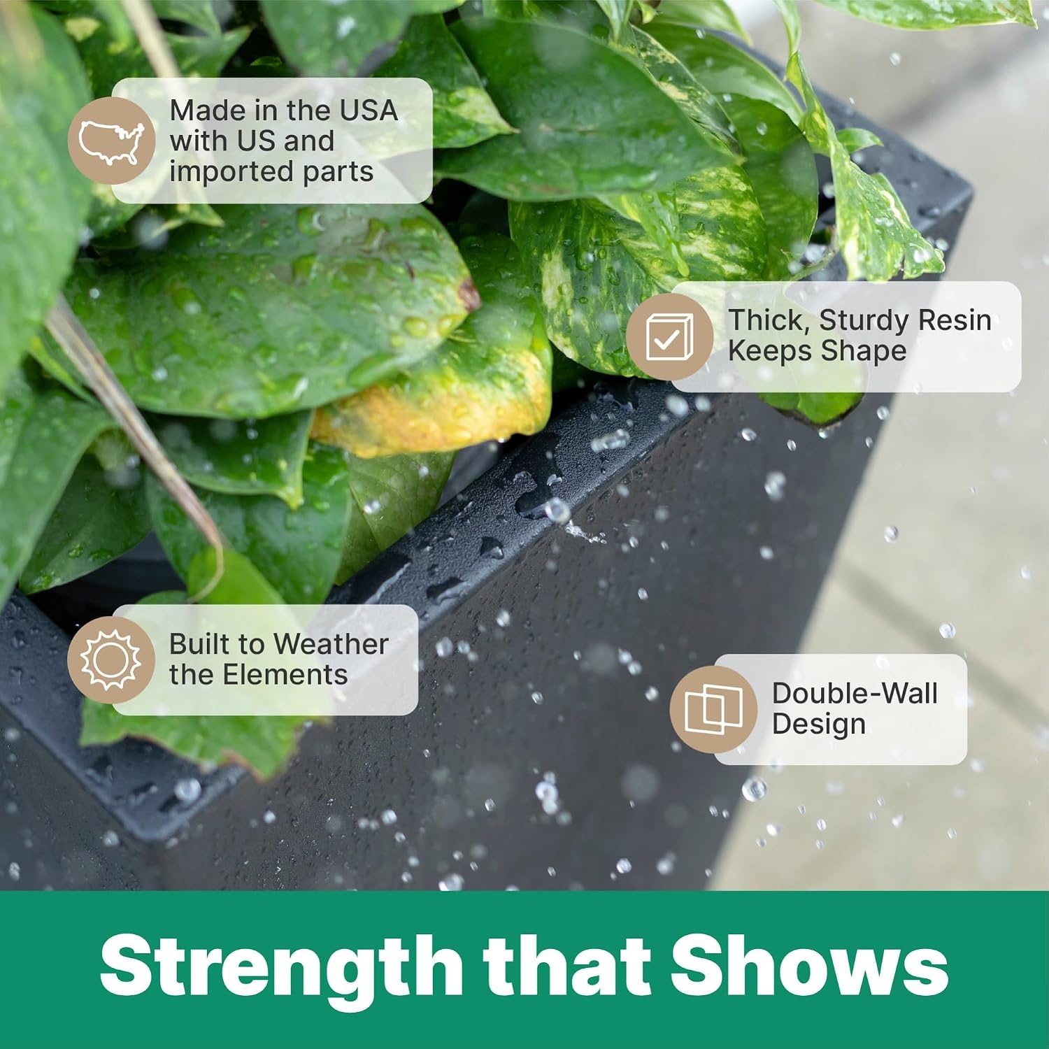 image:imageStep2 Tremont Raised Planter Large Resin Planter for Outdoor Plants SelfWatering Black