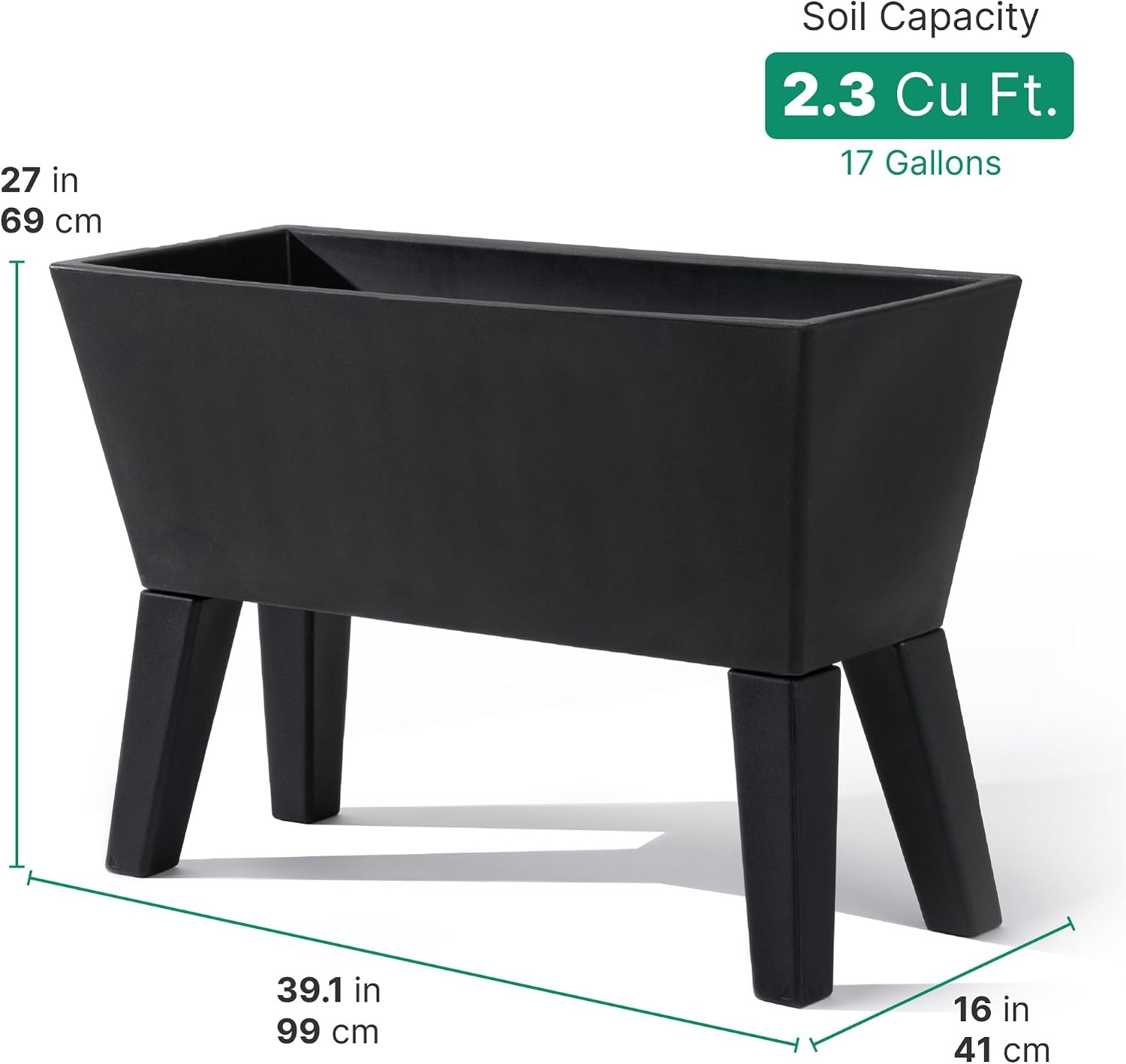 image:imageStep2 Tremont Raised Planter Large Resin Planter for Outdoor Plants SelfWatering Black