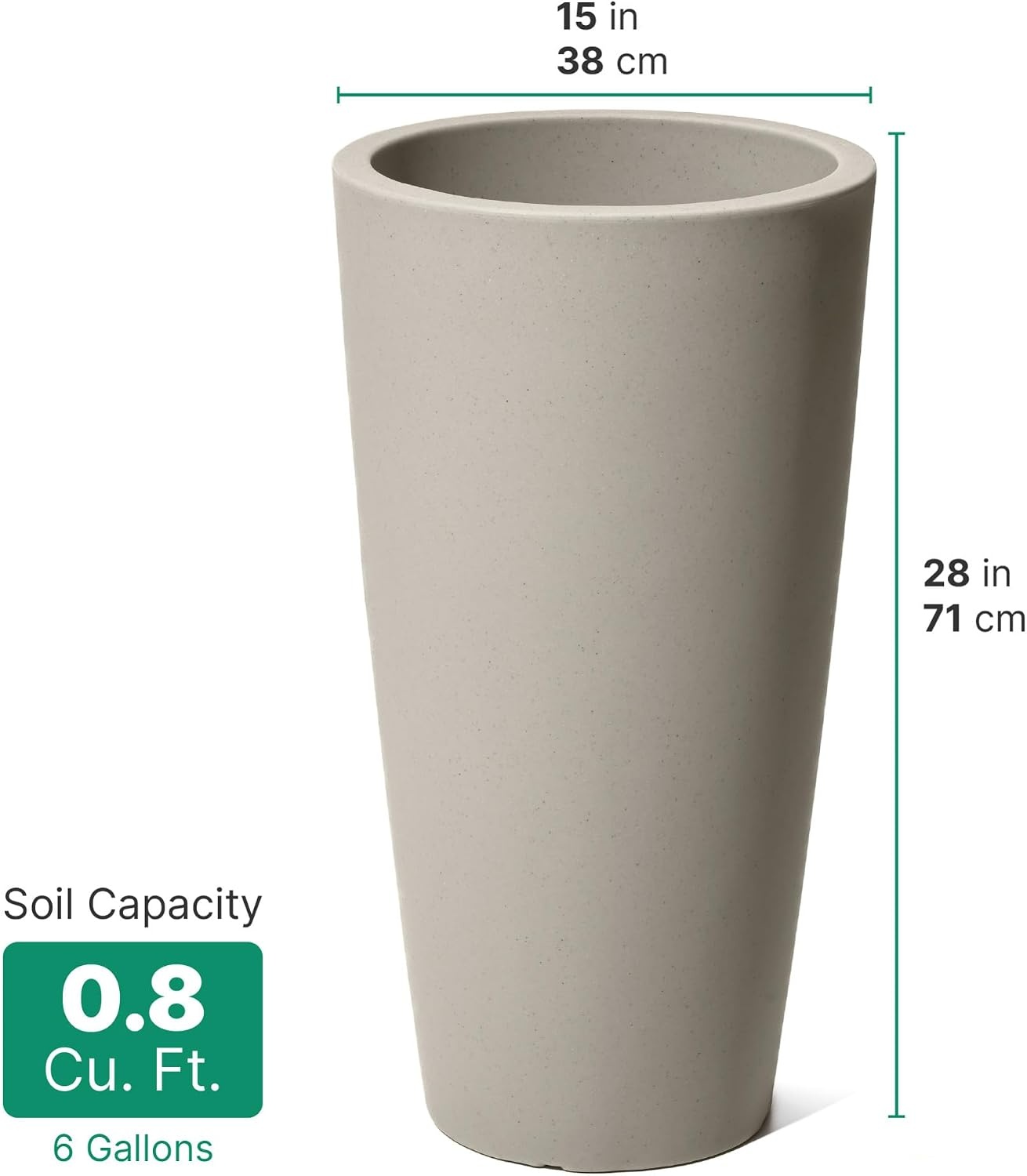 image:imageStep2 Tremont Tall Round Tapered Planter 28 Tall 2Pack IndoorOutdoor Plants Efficient Drainage Durable Resin ConcreteConcrete