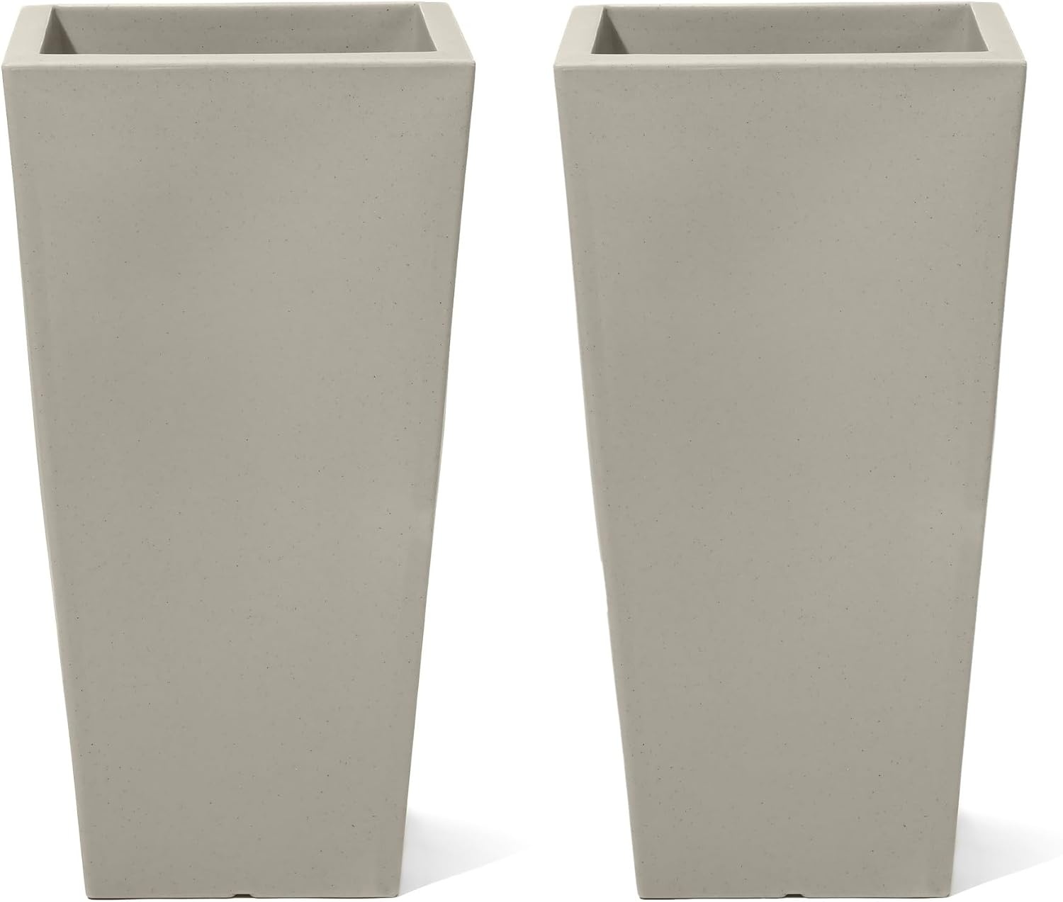 image:imageStep2 Tremont Tall Square Planter Pot Large Outside AllSeason AllWeather Gardening Pot for Patio and Front Porch Concrete 2PackConcrete
