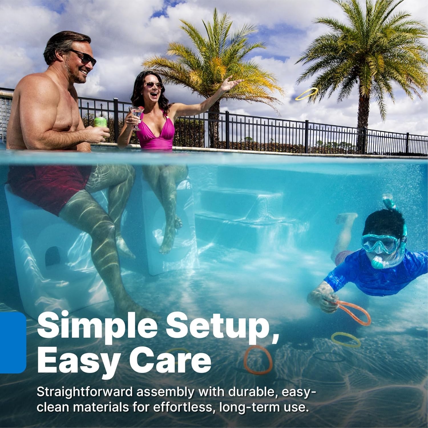image:imageStep2 Vero Pool Chair FadeResistant Waterproof Patio Furniture for Sun Shelf Use in Pools up to 15Inches of Water Weighted 43D x 23W x 37H Resin WhiteWhite