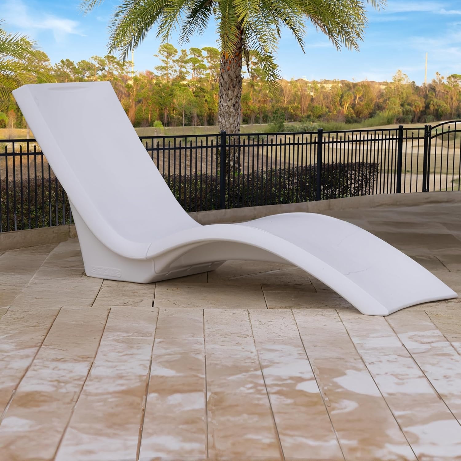 image:imageStep2 Vero Pool Chair FadeResistant Waterproof Patio Furniture for Sun Shelf Use in Pools up to 15Inches of Water Weighted 43D x 23W x 37H Resin WhiteWhite