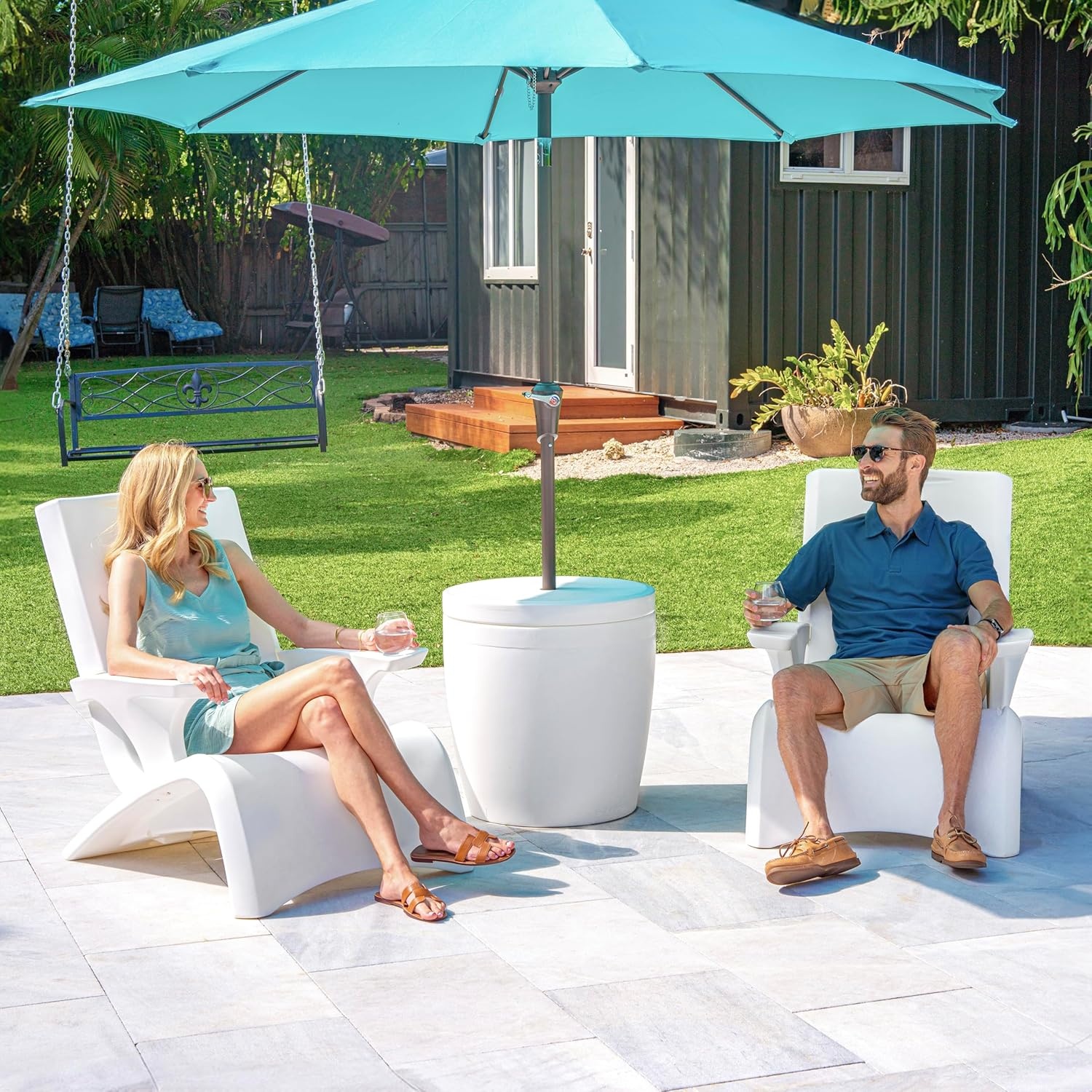image:imageStep2 Vero Pool Chair FadeResistant Waterproof Patio Furniture for Sun Shelf Use in Pools up to 15Inches of Water Weighted 43D x 23W x 37H Resin WhiteWhite