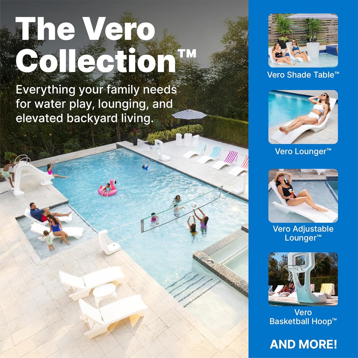 image:imageStep2 Vero Pool Chair FadeResistant Waterproof Patio Furniture for Sun Shelf Use in Pools up to 15Inches of Water Weighted 43D x 23W x 37H Resin WhiteWhite