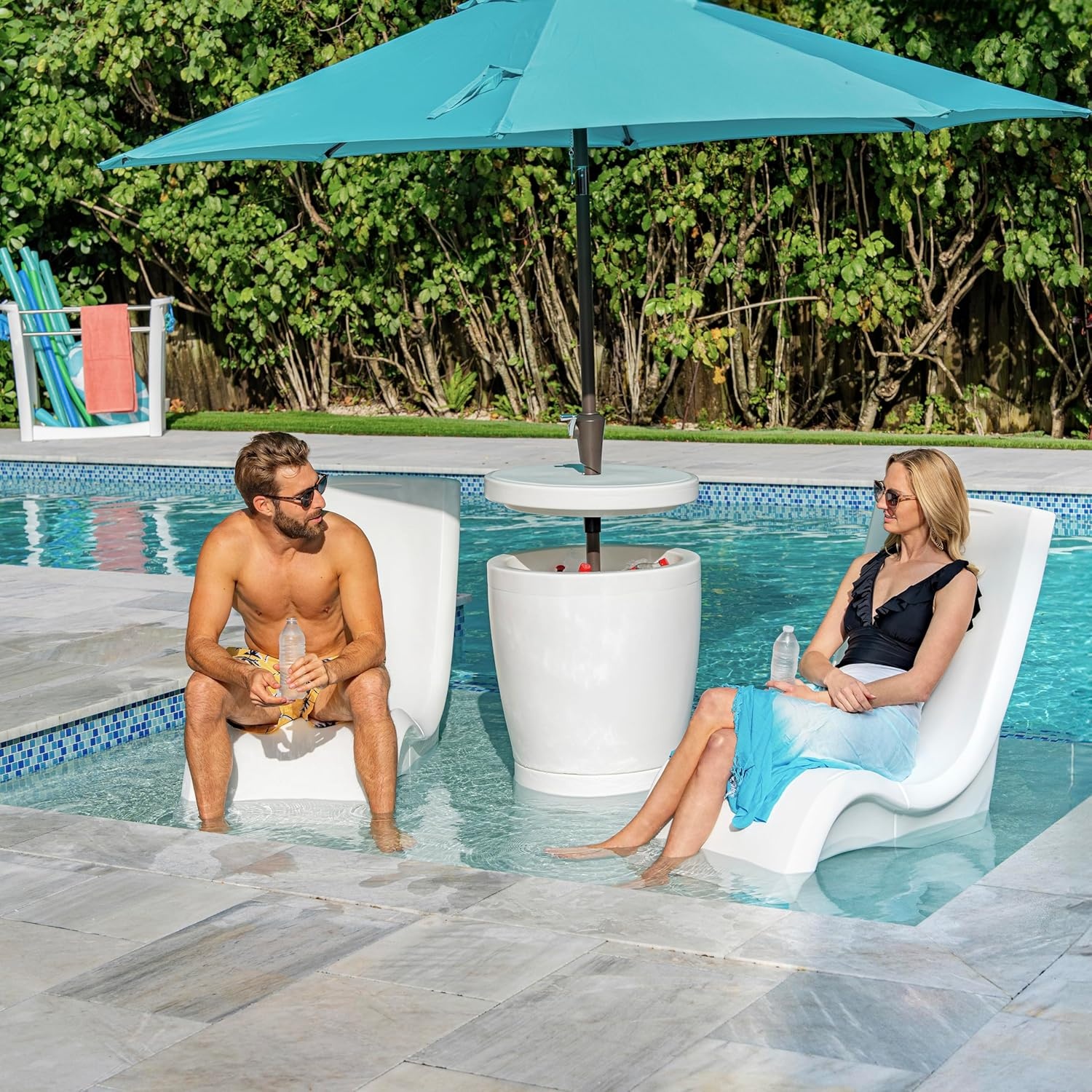 image:imageStep2 Vero Pool Chair FadeResistant Waterproof Patio Furniture for Sun Shelf Use in Pools up to 15Inches of Water Weighted 43D x 23W x 37H Resin WhiteWhite