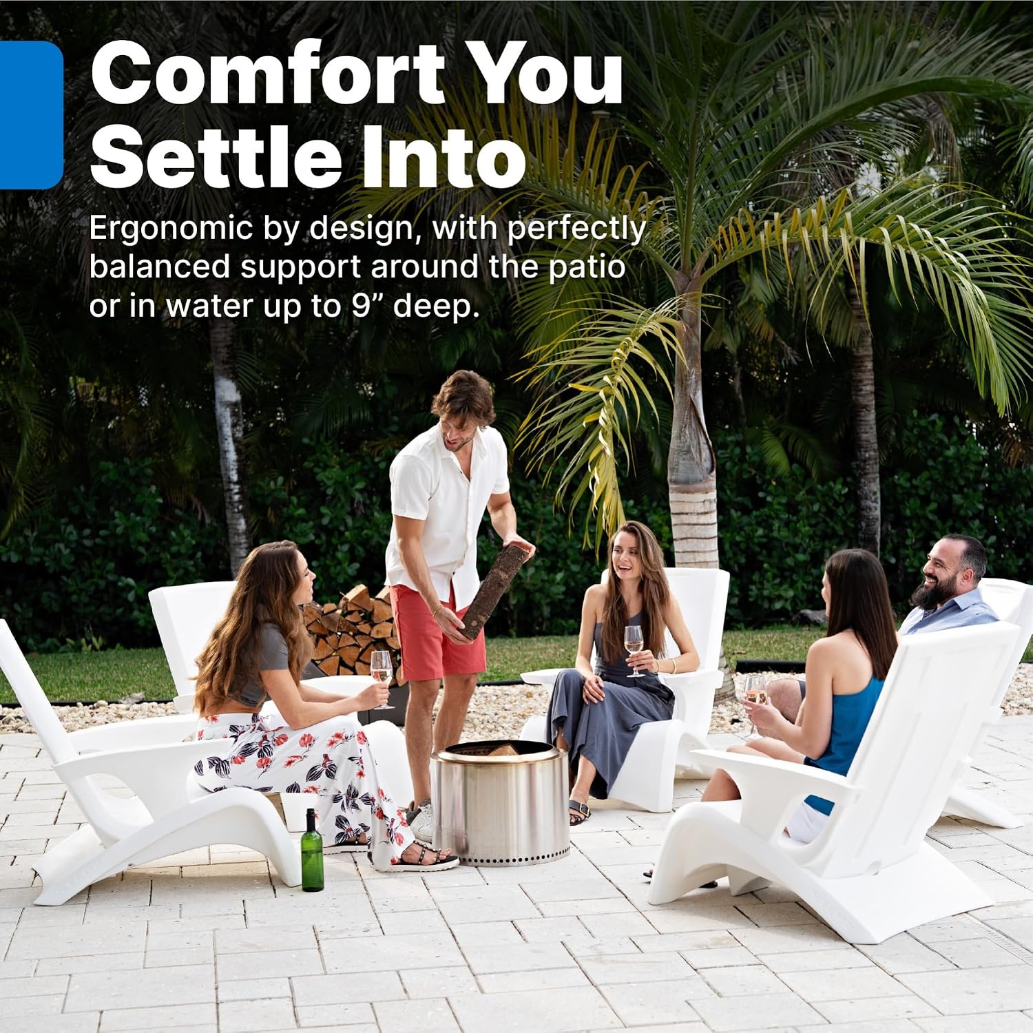 image:imageStep2 Vero Pool Chair FadeResistant Waterproof Patio Furniture for Sun Shelf Use in Pools up to 15Inches of Water Weighted 43D x 23W x 37H Resin WhiteWhite