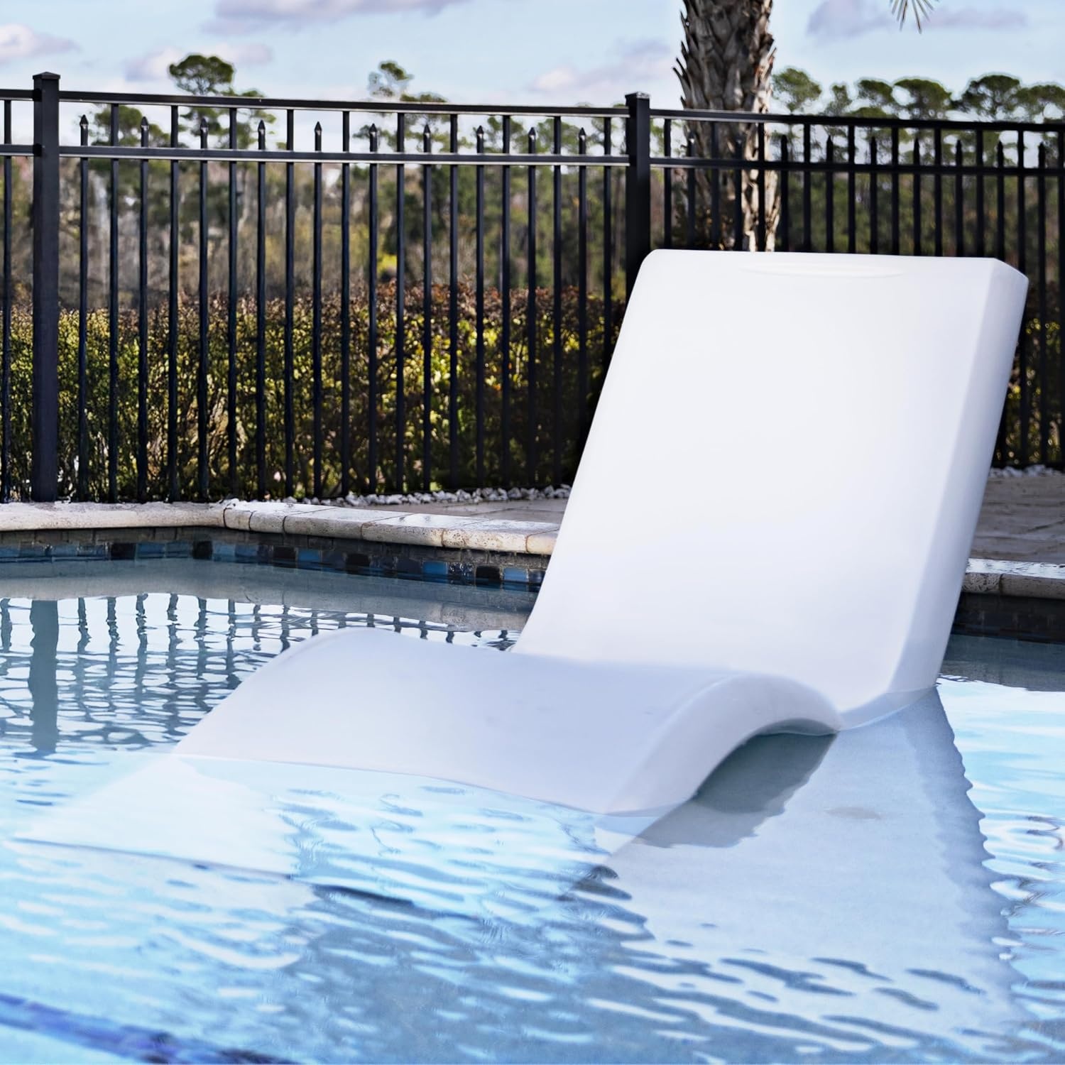 image:imageStep2 Vero Pool Chair FadeResistant Waterproof Patio Furniture for Sun Shelf Use in Pools up to 15Inches of Water Weighted 43D x 23W x 37H Resin WhiteWhite