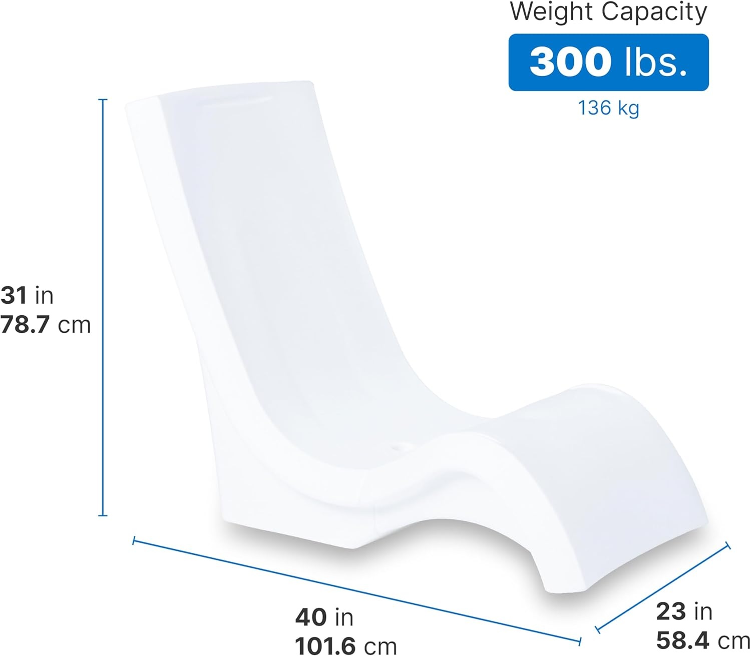 image:imageStep2 Vero Pool Chair FadeResistant Waterproof Patio Furniture for Sun Shelf Use in Pools up to 15Inches of Water Weighted 43D x 23W x 37H Resin WhiteWhite