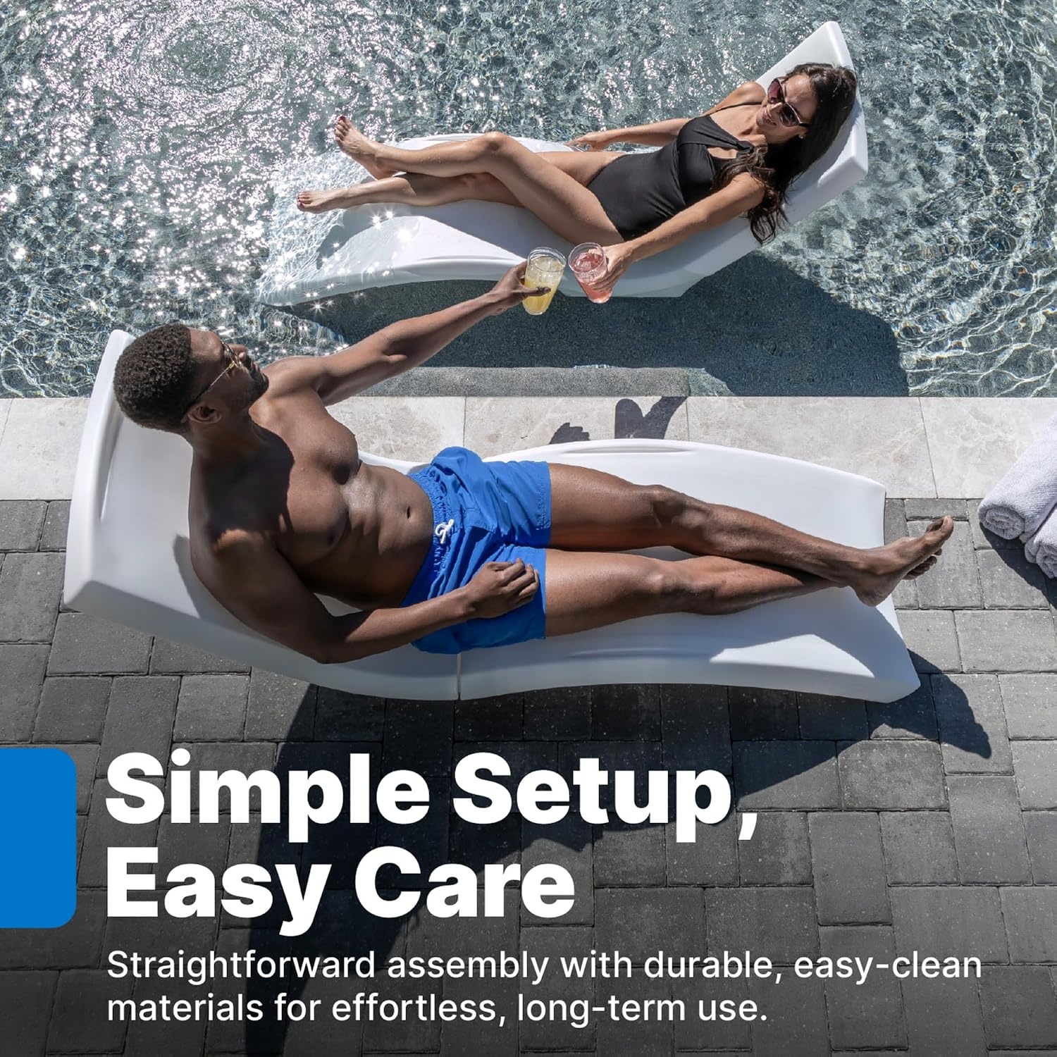 image:imageStep2 Vero Pool Lounger 2Pack Weighted inPool Lounge Chairs for Tanning Ledge and Baja Shelf White