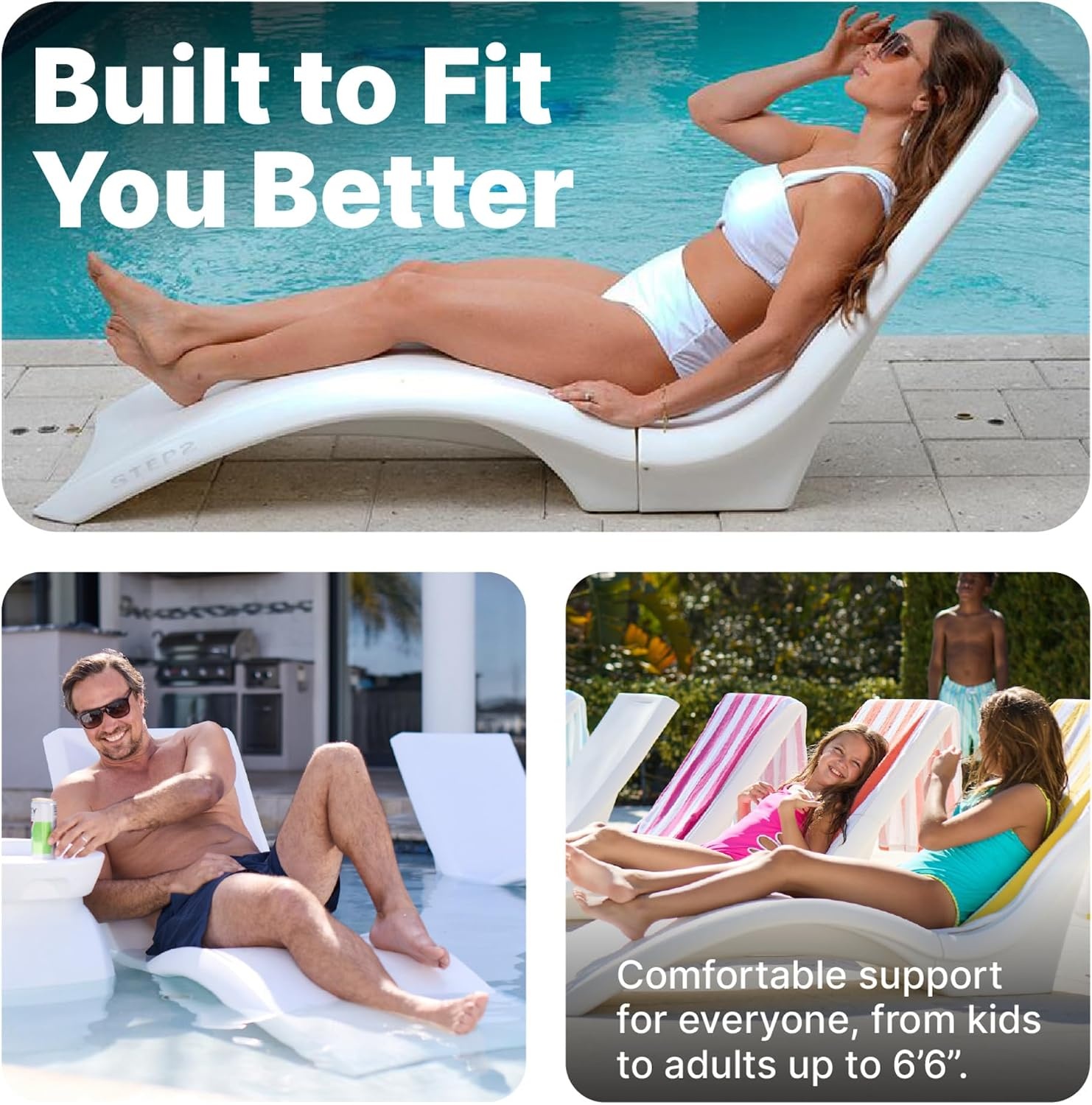 image:imageStep2 Vero Pool Lounger 2Pack Weighted inPool Lounge Chairs for Tanning Ledge and Baja Shelf White