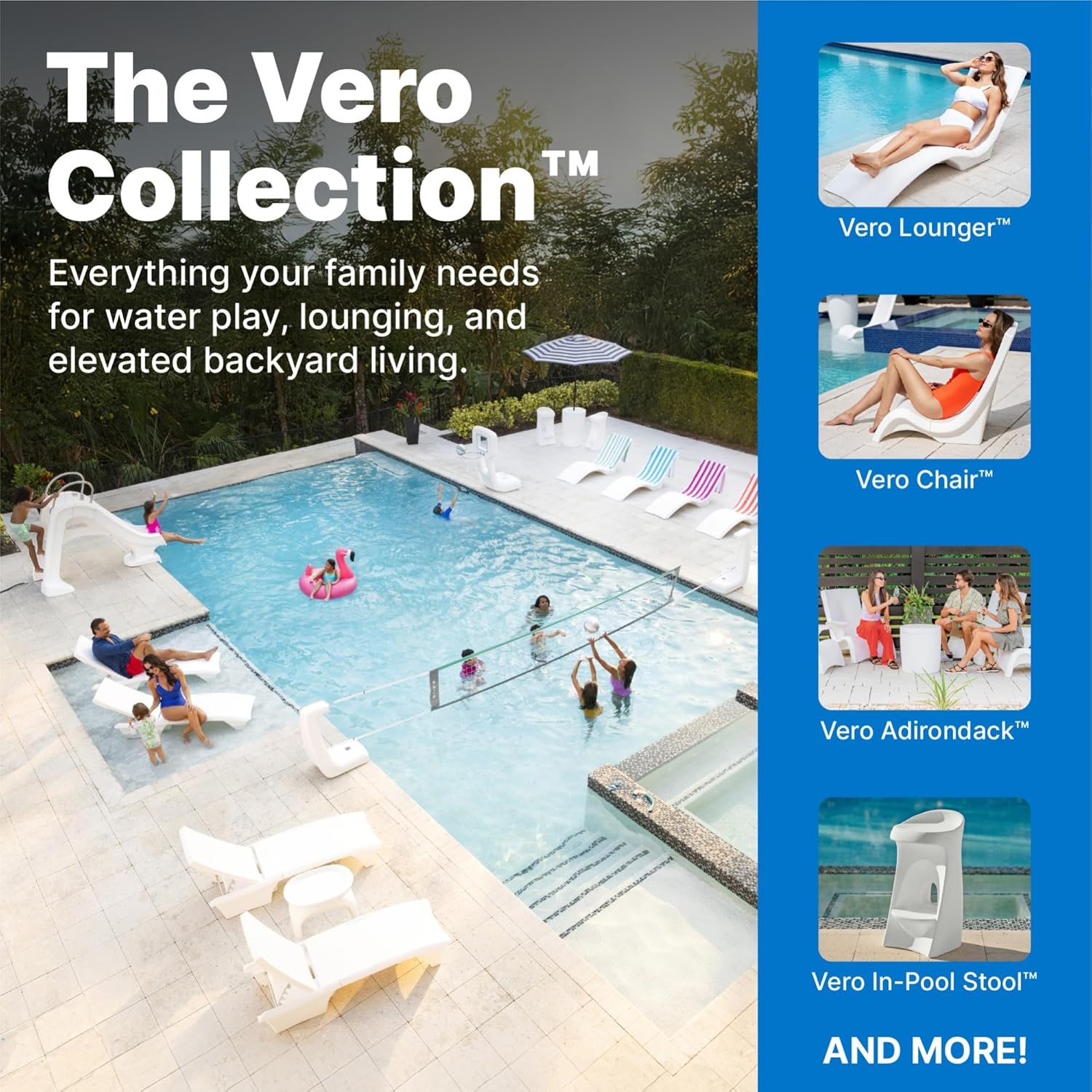 image:imageStep2 Vero Side Table with Serving Tray OutdoorIndoor Waterproof Patio Furniture Use in Pools Up to 9 Water or Poolside Ledge Made of Durable Plastic Integrated Weight System WhiteShade Table