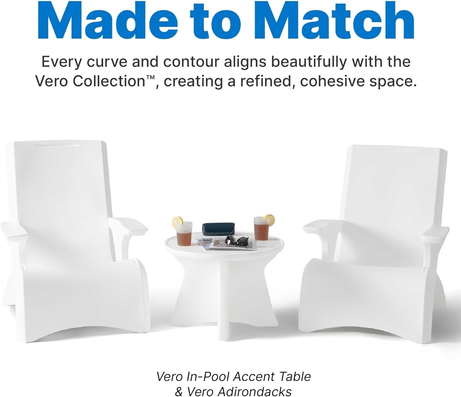 image:imageStep2 Vero Side Table with Serving Tray OutdoorIndoor Waterproof Patio Furniture Use in Pools Up to 9 Water or Poolside Ledge Made of Durable Plastic Integrated Weight System WhiteAccent Table
