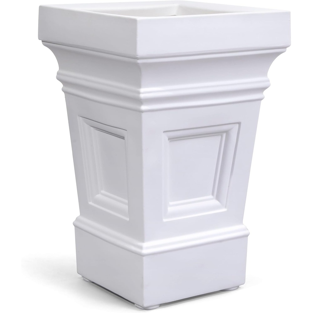 image:imageStep2 Atherton Square Planter Large Planters for Outdoor Plants Gardening and Flower Pot for Patio or Porch Efficient Drainage Durable Plastic Classic WhiteClassic White