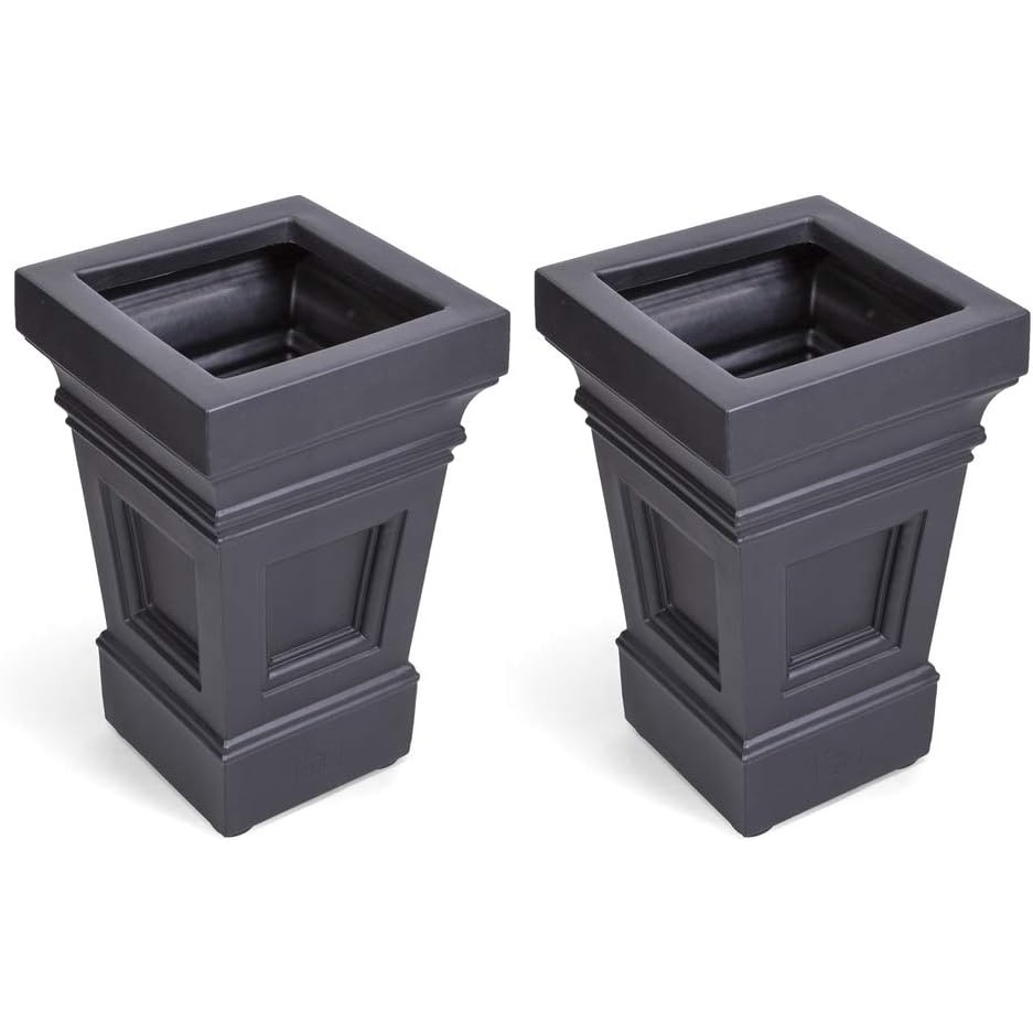 image:imageStep2 Atherton Square Planter Large Planters for Outdoor Plants Gardening and Flower Pot for Patio or Porch Efficient Drainage Durable Plastic Onyx Black 2PackOnyx Black