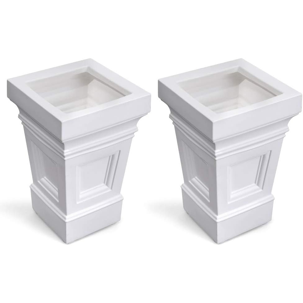 image:imageStep2 Atherton Square Planter Large Planters for Outdoor Plants Gardening and Flower Pot for Patio or Porch Efficient Drainage Durable Plastic Onyx Black 2PackClassic White
