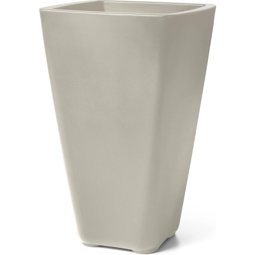image:imageStep2 Bridgeview Tall Square Planter Large Planters for Outdoor Plants Gardening and Flower Pot for Patio or Porch Efficient Drainage Durable Plastic Onyx Black 2PackConcrete