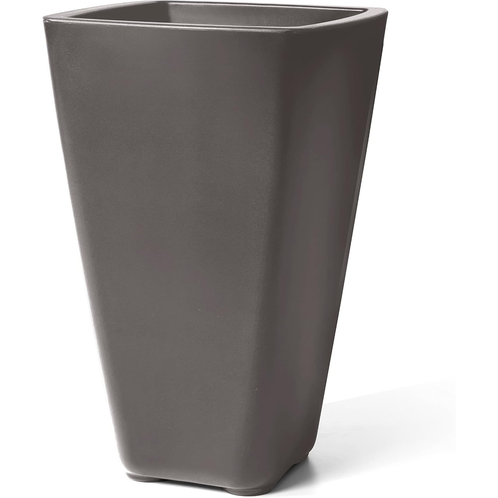 image:imageStep2 Bridgeview Tall Square Planter Large Planters for Outdoor Plants Gardening and Flower Pot for Patio or Porch Efficient Drainage Durable Plastic Onyx Black 2PackDark Cedar