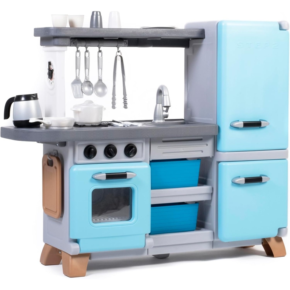 image:imageStep2 Cooking Time Kids Kitchen Playset IndoorOutdoor Kitchenette Interactive Play with Lights and Sounds Made of Durable Plastic Includes 23 Piece Toy Accessories for Toddlers 2 Years Old