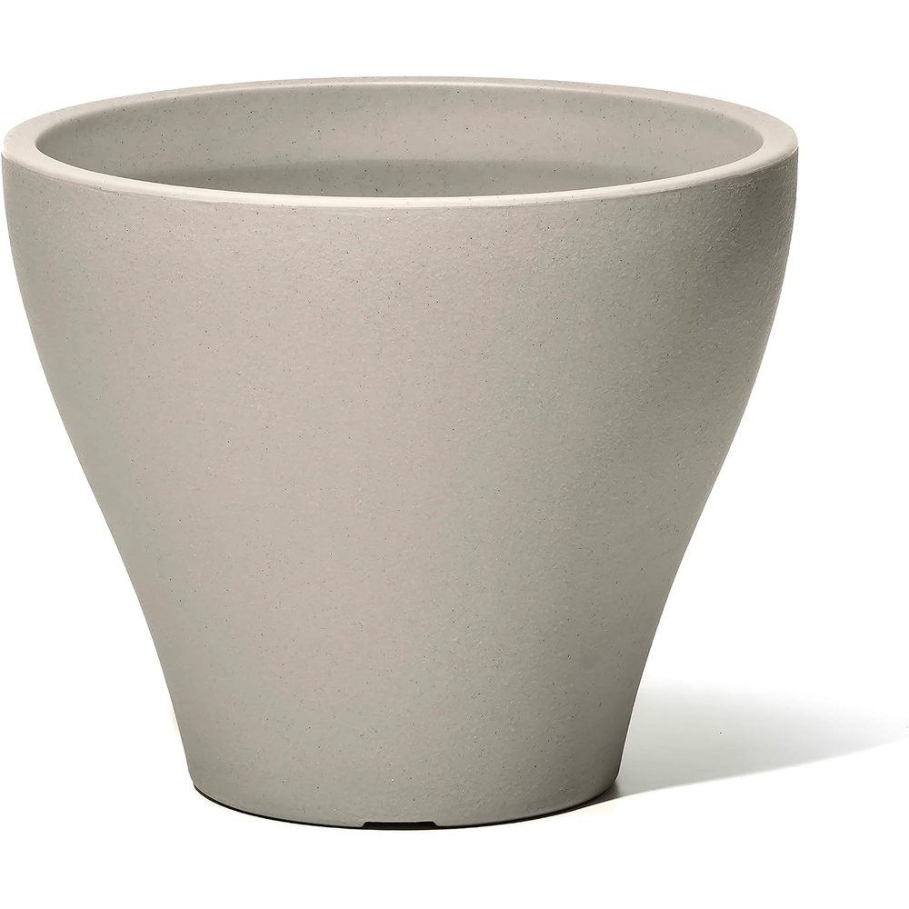 image:imageStep2 Fernway Round Planter Large Planters for Outdoor Plants Gardening and Flower Pot for Patio or Porch Efficient Drainage Durable Plastic Onyx Black 2PackConcrete