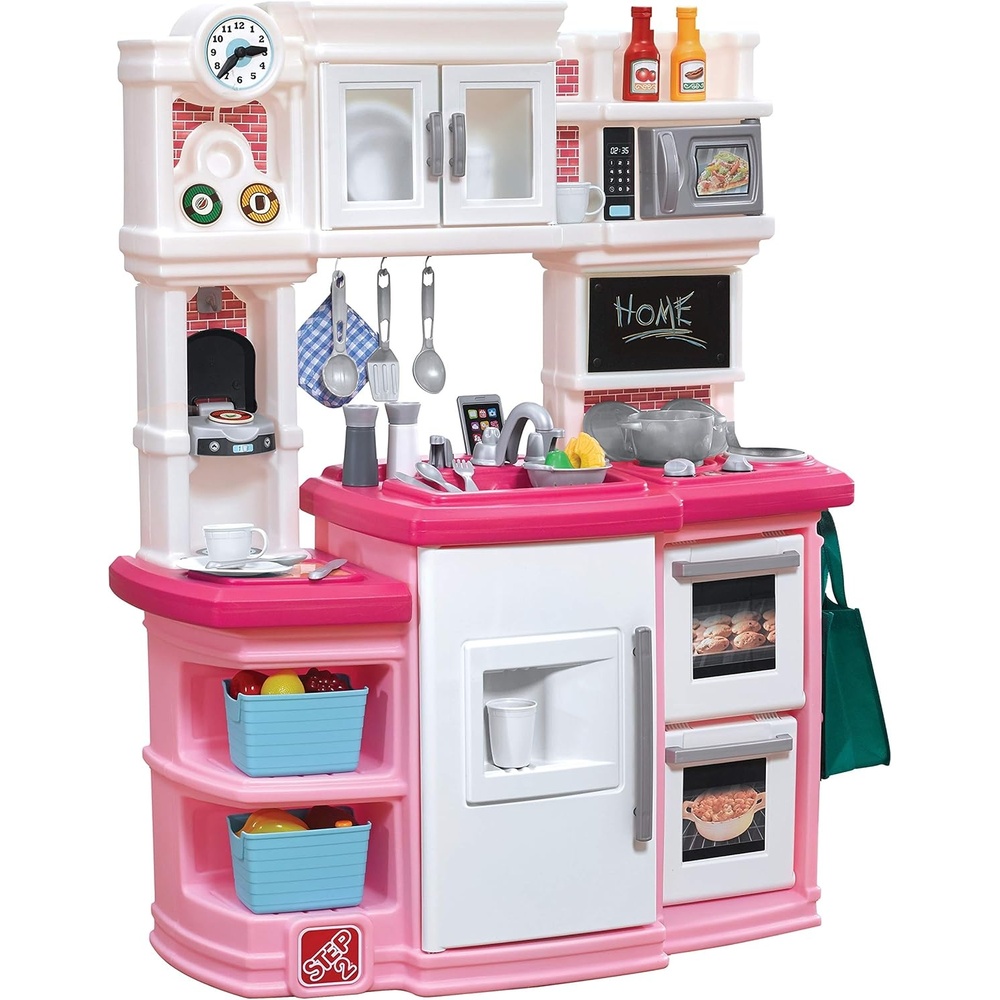 image:imageStep2 Great Gourmet Kids Kitchen Playset IndoorOutdoor Kitchenette Interactive Play with Lights and Sounds Made of Durable Plastic Includes 33 Piece Toy Accessories Toddlers 3 Years Old TanPink