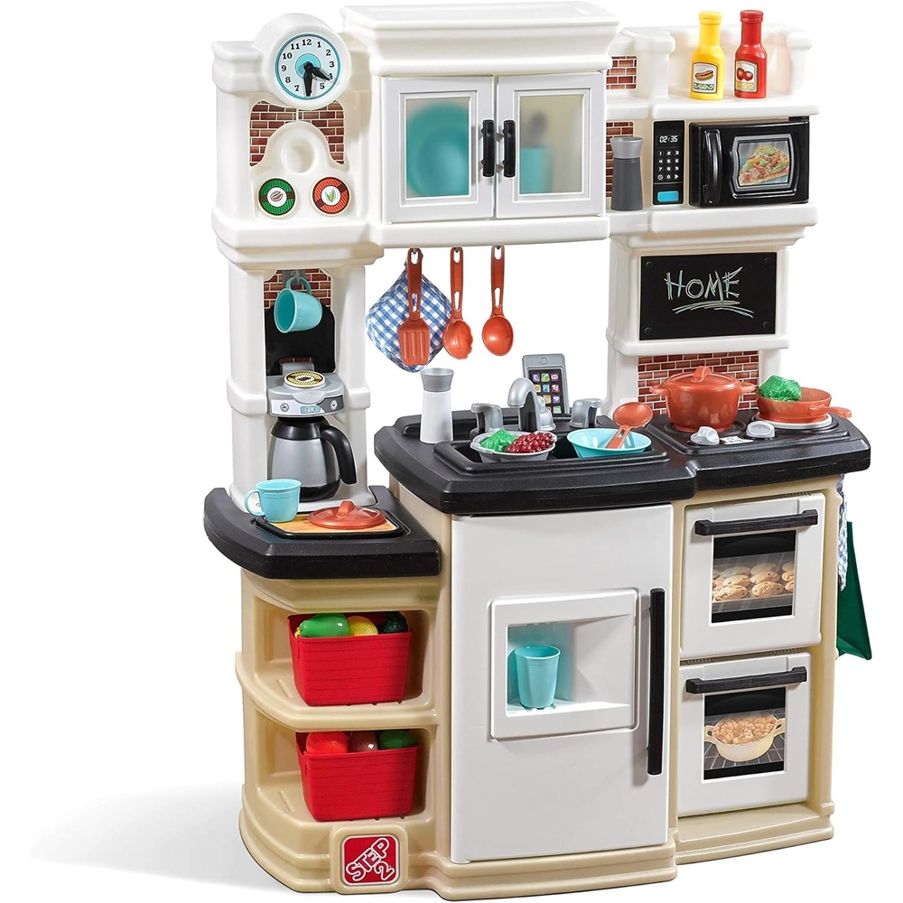 image:imageStep2 Great Gourmet Kids Kitchen Playset IndoorOutdoor Kitchenette Interactive Play with Lights and Sounds Made of Durable Plastic Includes 33 Piece Toy Accessories Toddlers 3 Years Old TanTan