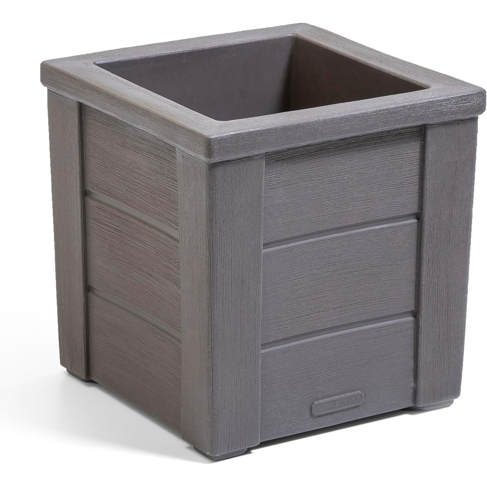 image:imageStep2 Lakewood Square Planter Large Planters for Outdoor Plants Gardening and Flower Pot for Patio or Porch Efficient Drainage Durable Plastic Sage Gray 2PackDark Cedar