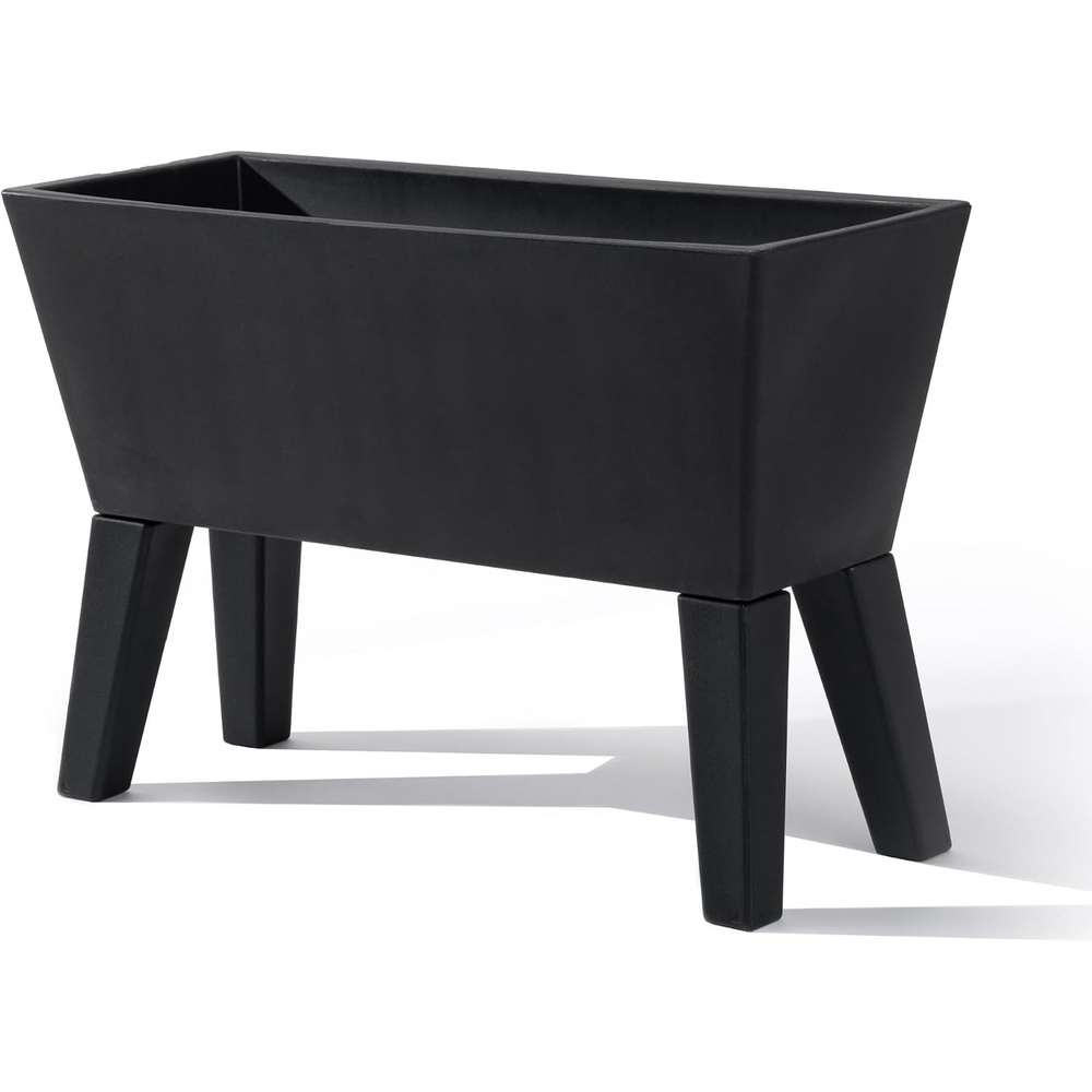 image:imageStep2 Tremont Raised Planter Large Resin Planter for Outdoor Plants SelfWatering Black