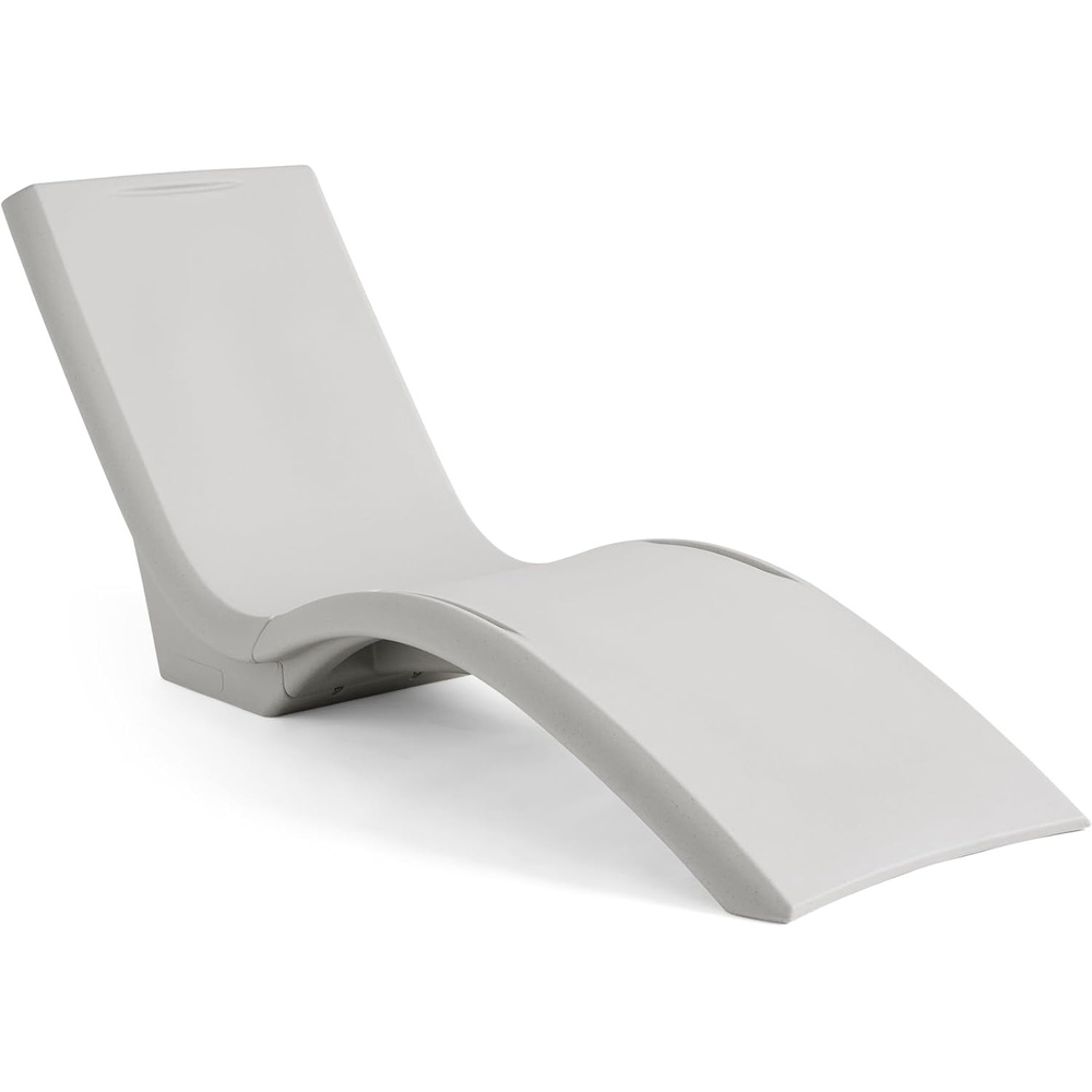 image:imageStep2 Vero Pool Chair FadeResistant Waterproof Patio Furniture for Sun Shelf Use in Pools up to 15Inches of Water Weighted 43D x 23W x 37H Resin WhiteGrey