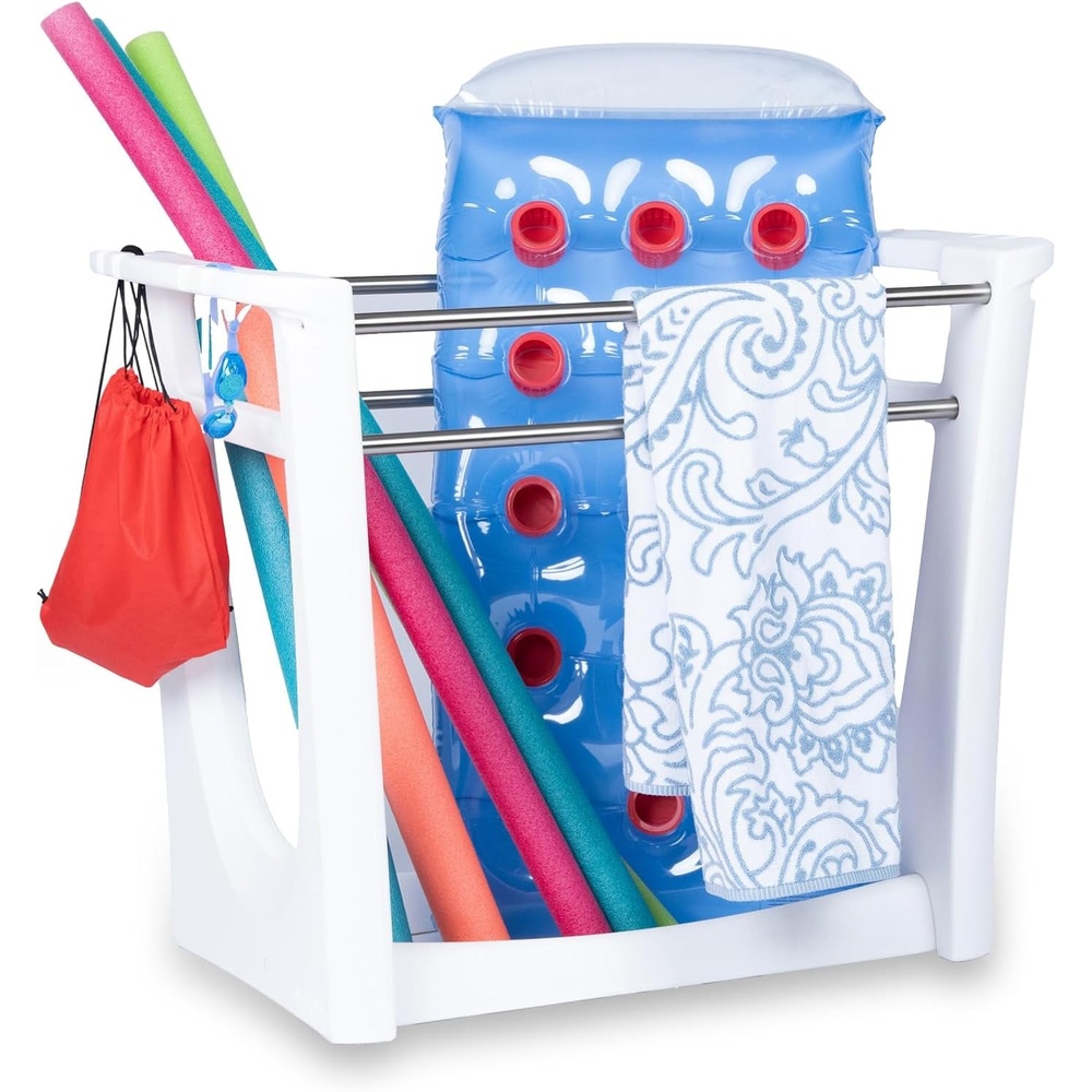 image:imageStep2 Vero Poolside Organizer OutdoorIndoor Waterproof Patio Furniture Pool amp Toy Storage Made of Durable Plastic White