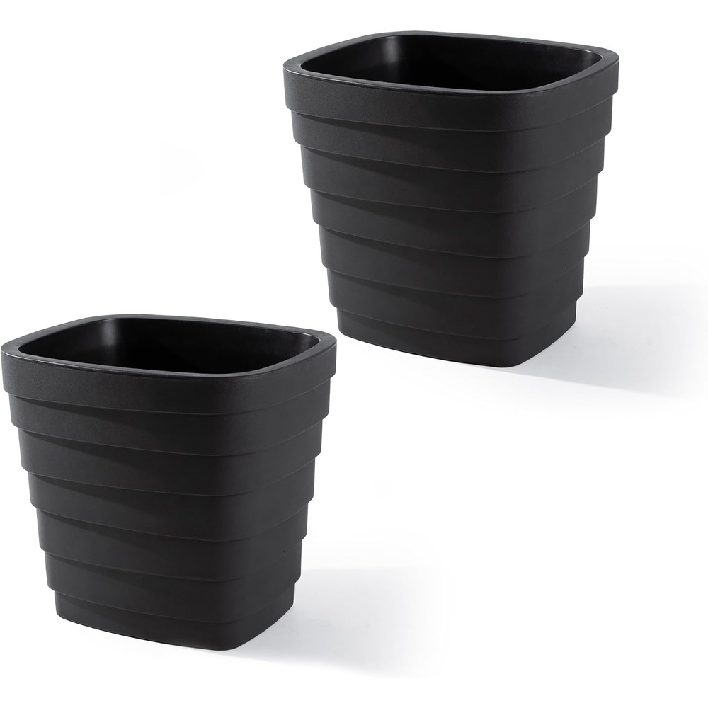 image:imageStep2 Wave 20x24 Planter Large Planters for Outdoor Plants Gardening and Flower Pot for Patio or Porch Efficient Drainage Durable Plastic White 2PackBlack