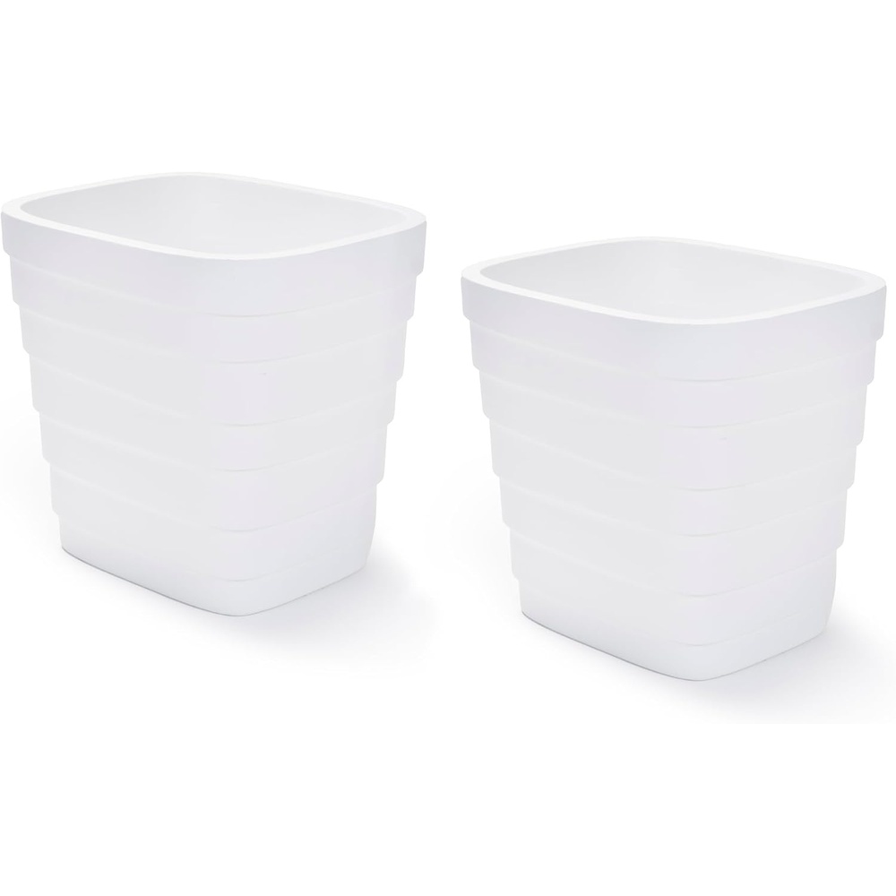 image:imageStep2 Wave 20x24 Planter Large Planters for Outdoor Plants Gardening and Flower Pot for Patio or Porch Efficient Drainage Durable Plastic White 2PackWhite