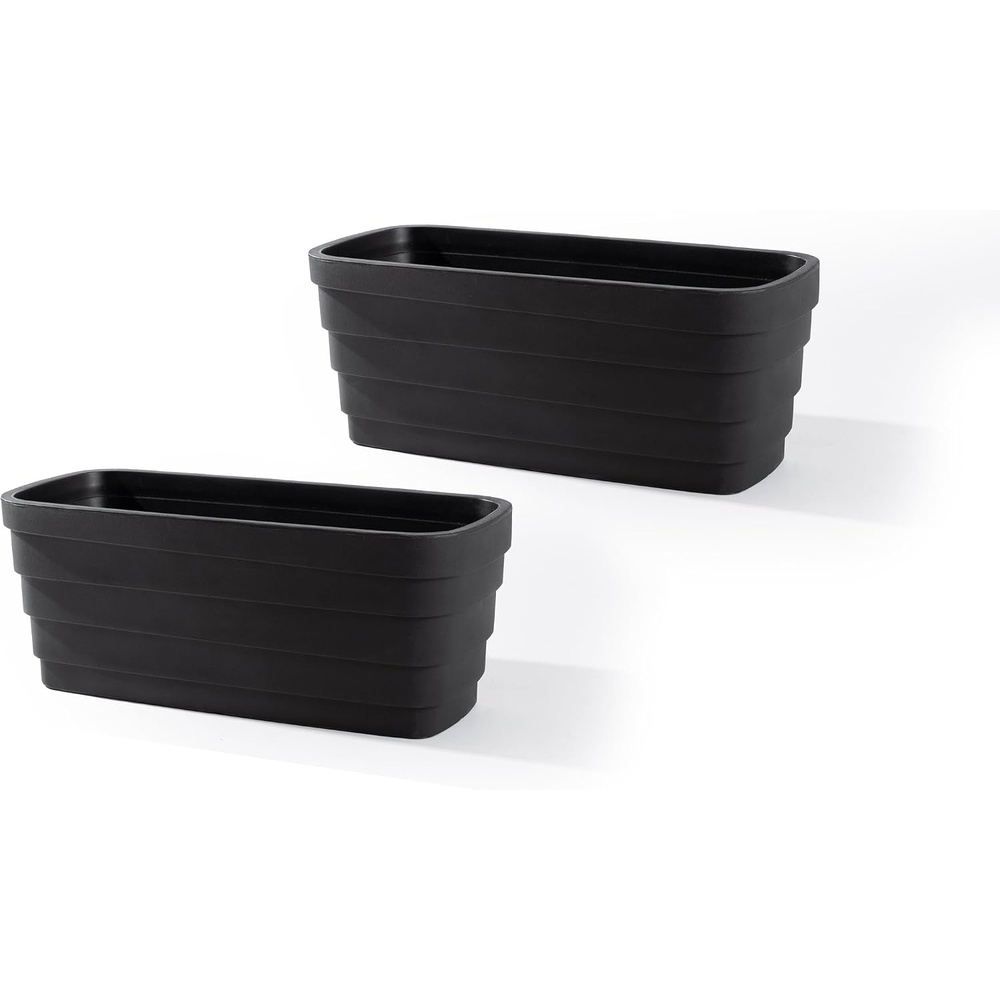 image:imageStep2 Wave Trough Planter Large Planters for Outdoor Plants Gardening and Flower Pot for Patio or Porch Efficient Drainage Durable Plastic Black 2PackBlack
