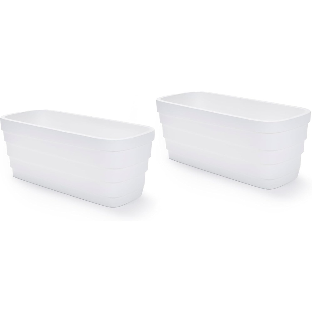 image:imageStep2 Wave Trough Planter Large Planters for Outdoor Plants Gardening and Flower Pot for Patio or Porch Efficient Drainage Durable Plastic Black 2PackWhite